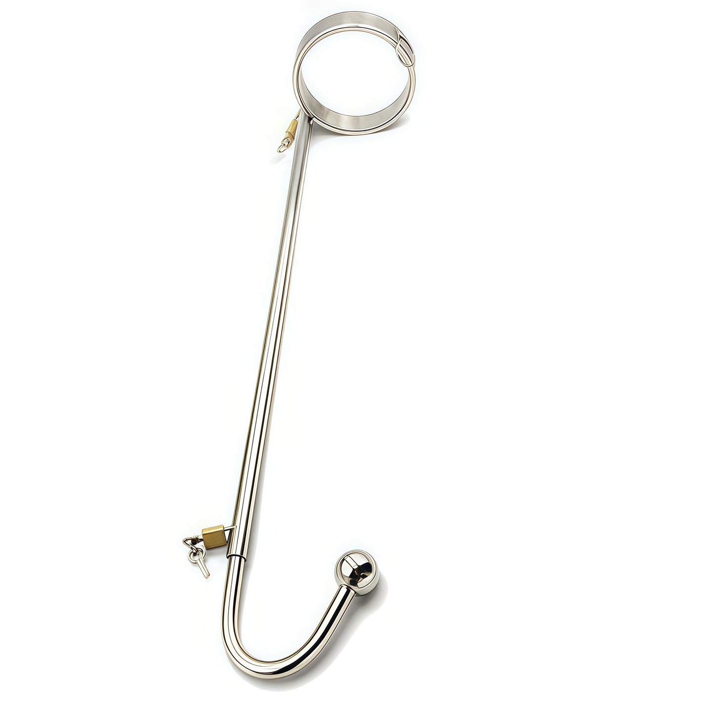 Adjustable Bondage Hook with Collar restraint device in polished steel finish