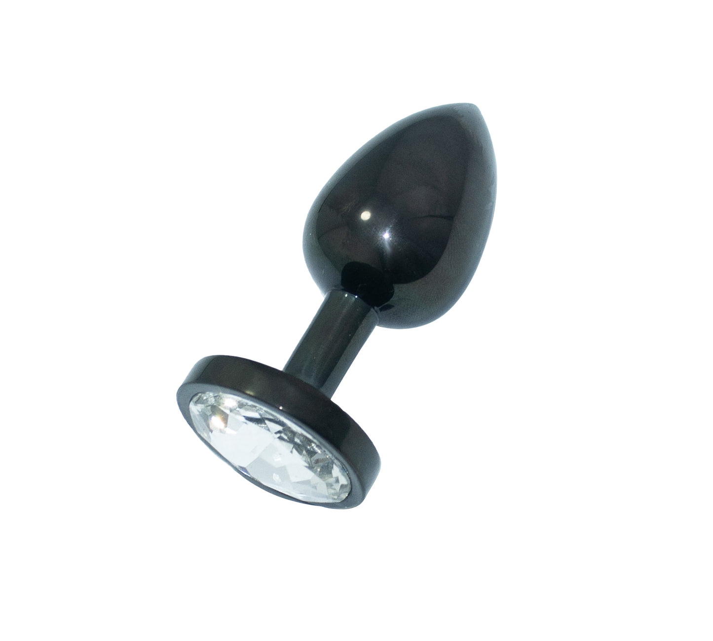 Perfectra Distribution – Stainless Steel Smooth Jeweled Butt Plug with Black Plasma Coating