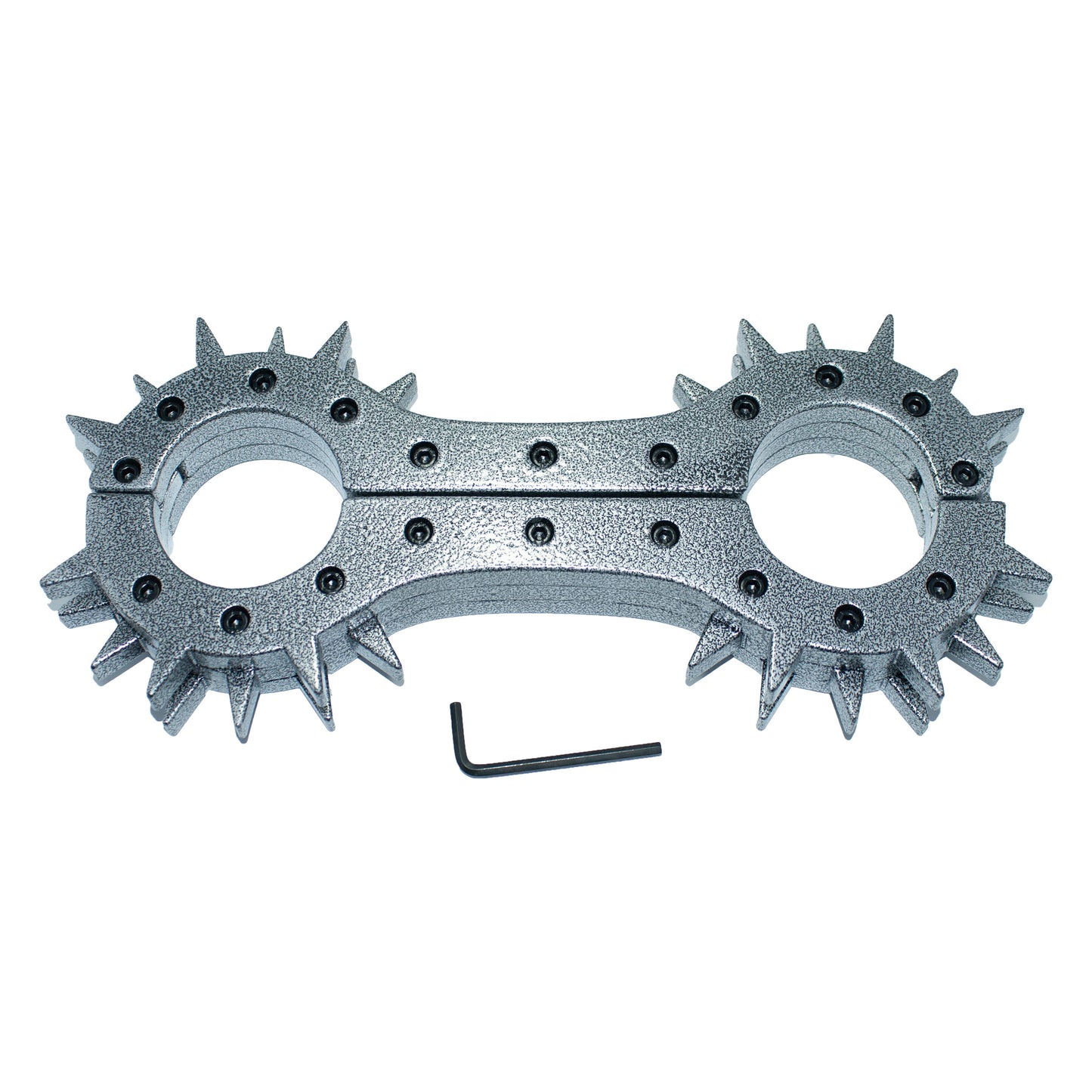 Heavyweight Spiked Aluminum Handcuffs Textured Silver by Perfectra Distribution
