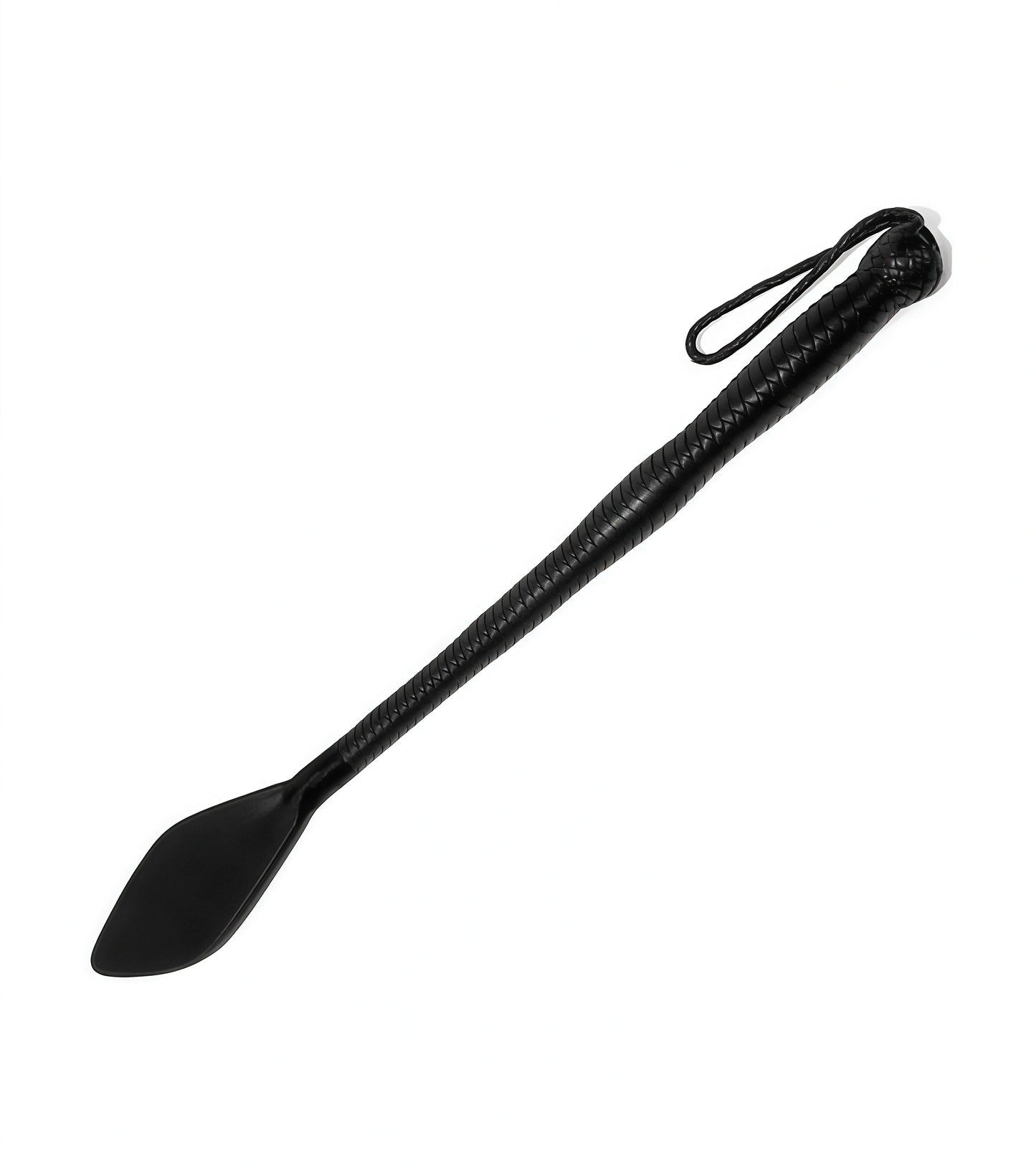 Leather Black Riding Crop with leather-wrapped handle