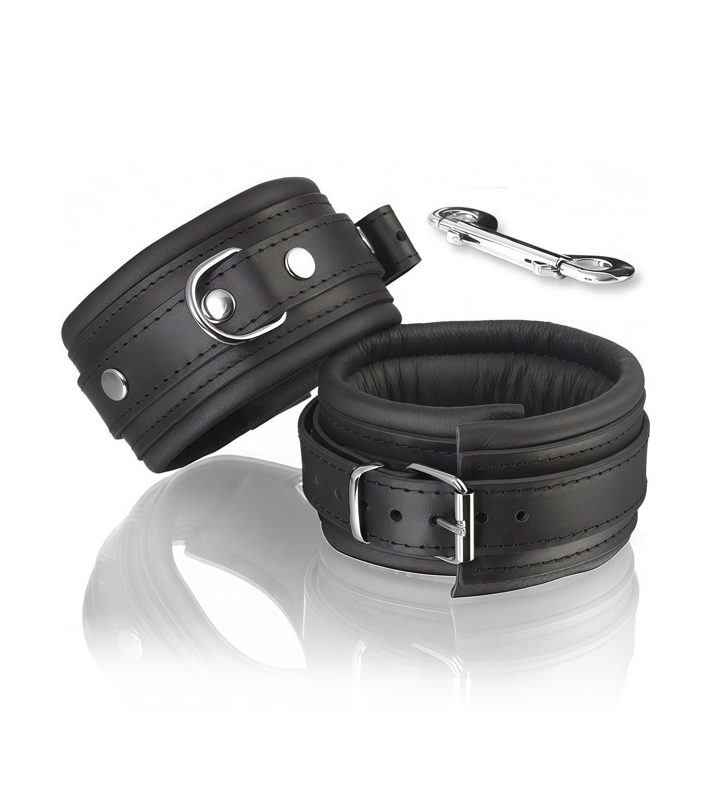 Premium Padded Black Leather Wrist and Ankle Cuffs by Perfectra Instruments