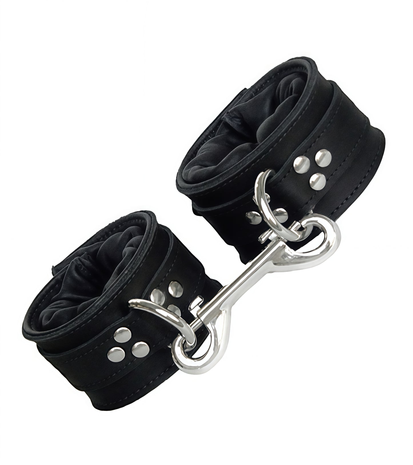 Premium Soft Padded Leather Wrist & Ankle Cuffs black pair by Perfectra