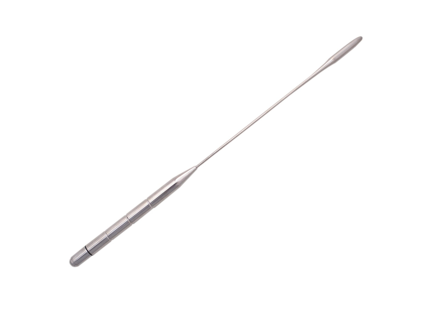 Titanium Tip Extra Long Vibrator with silver finish and extended shaft