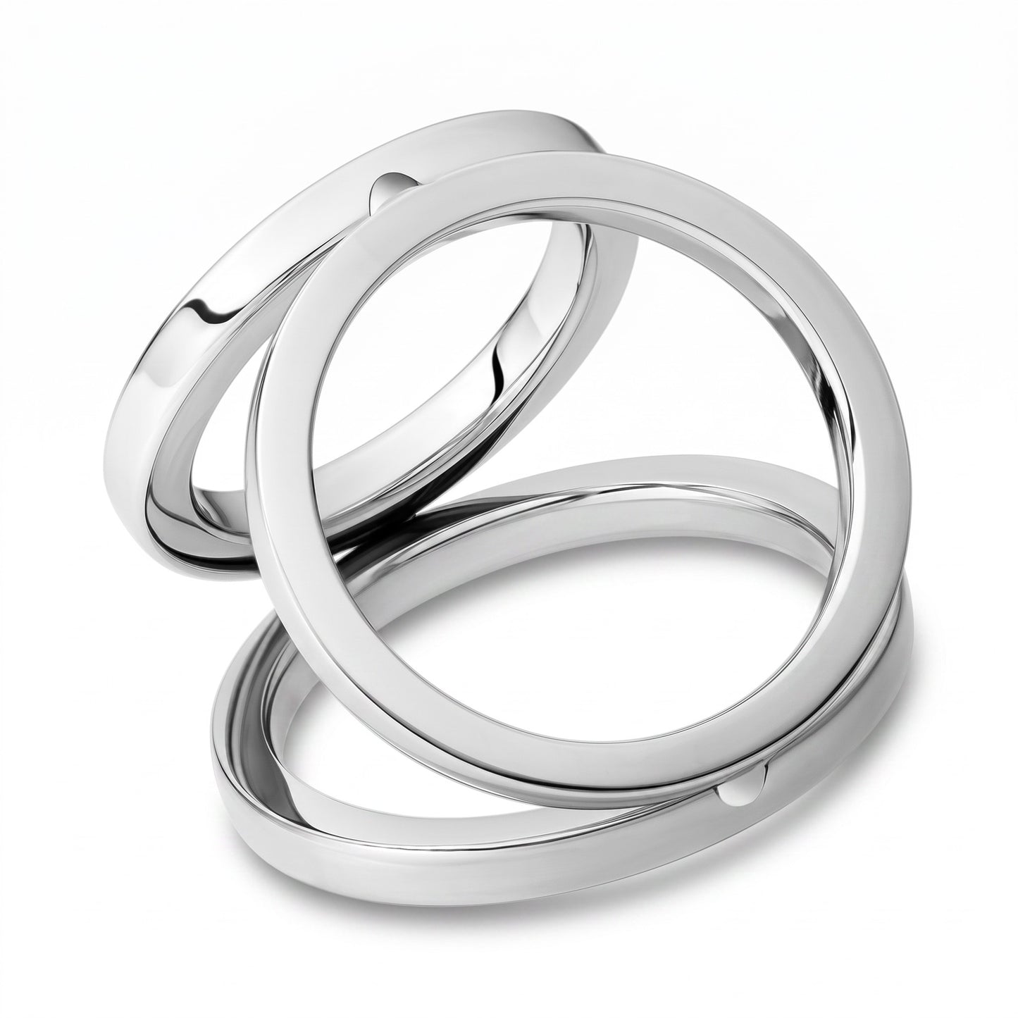 This premium Triple Cock Ring Flat features three interconnected rings of varying sizes designed to position the penis and testicles comfortably and securely. Made from polished AISI 304 SURGICAL STEEL, this handmade intimate piece combines durability with a sleek silver finish for a premium look and feel.
