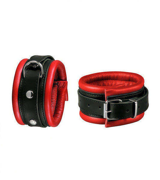 Premium Padded Leather Wrist & Ankle Cuffs – Red Pair by Perfectra Instruments
