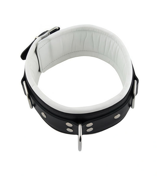 Premium Padded Leather Neck Collar – White | High-Quality Bondage Restraint