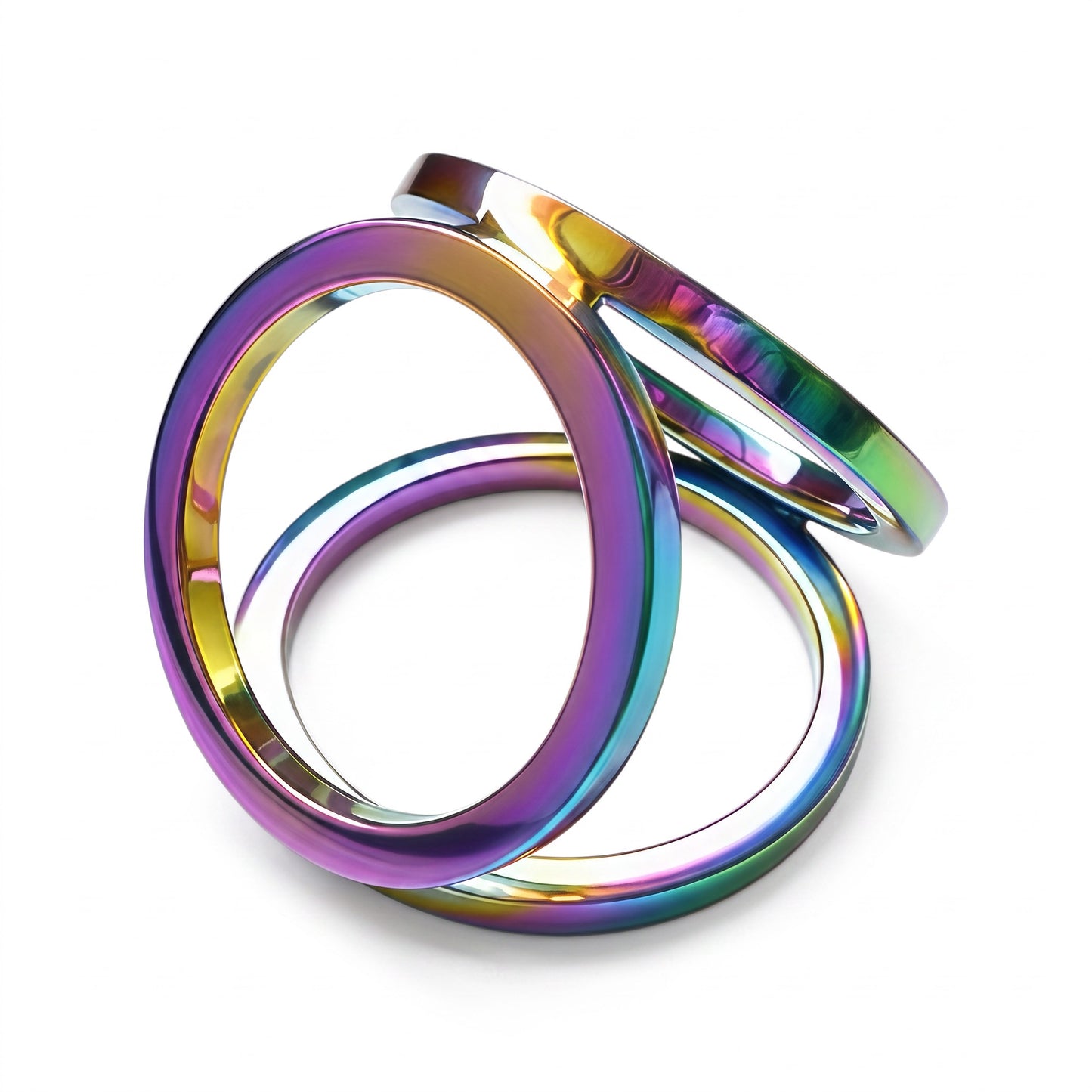Crafted from polished AISI 304 SURGICAL STEEL Triple Cock Ring Flat features three interconnected rings of varying sizes for precise positioning, comfort, and support. This premium, durable, and corrosion-resistant design offers tailored fit and elegant style in a multicolor finish.
