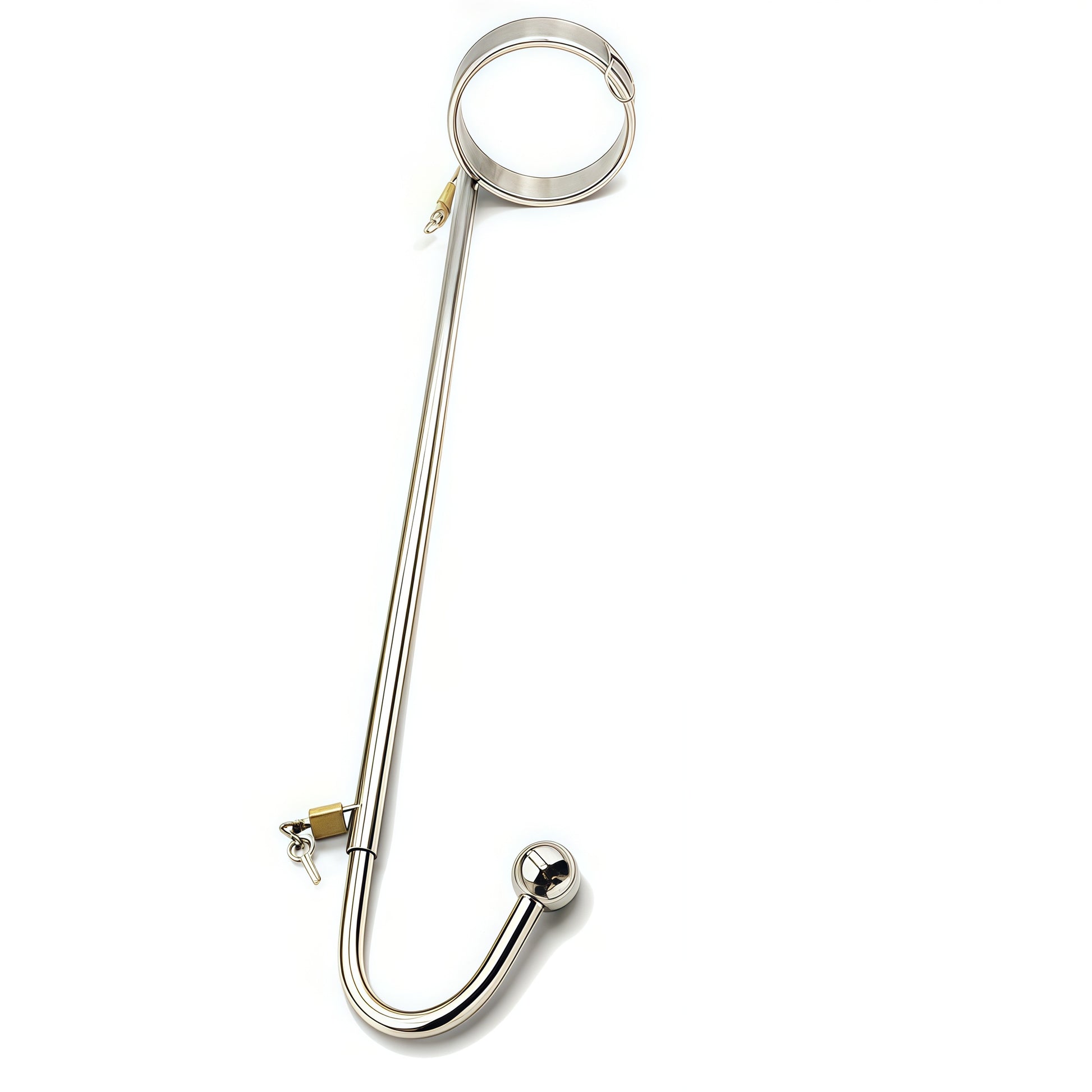 Adjustable Bondage Hook with Collar restraint device in polished steel finish