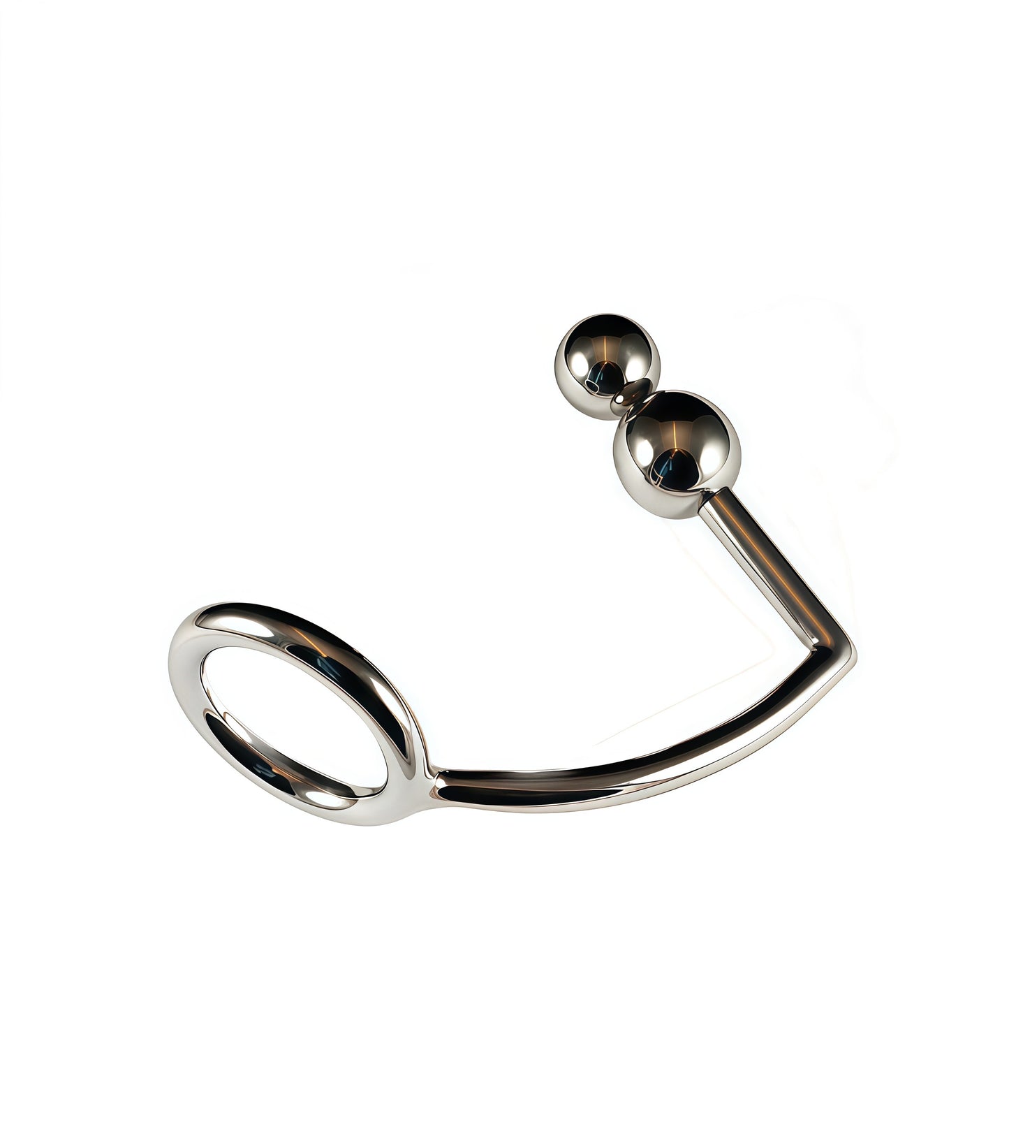 Asslock Cock Ring with Double Anal Ball made of      AISI 304 SURGICAL STEEL