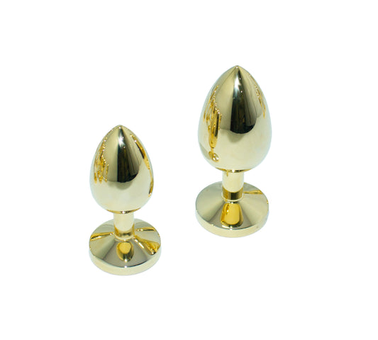 Stainless Steel Smooth Jeweled Butt Plug with Gold Coating – Elegance and Pleasure Combined