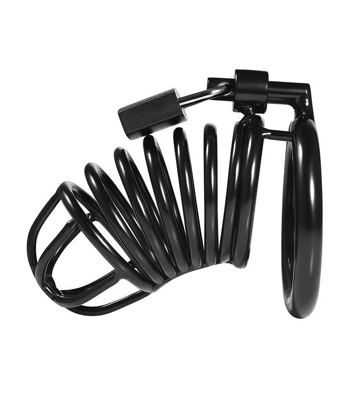 Black Spiral Chastity Cage – Stainless Steel Black Coated Chastity Device