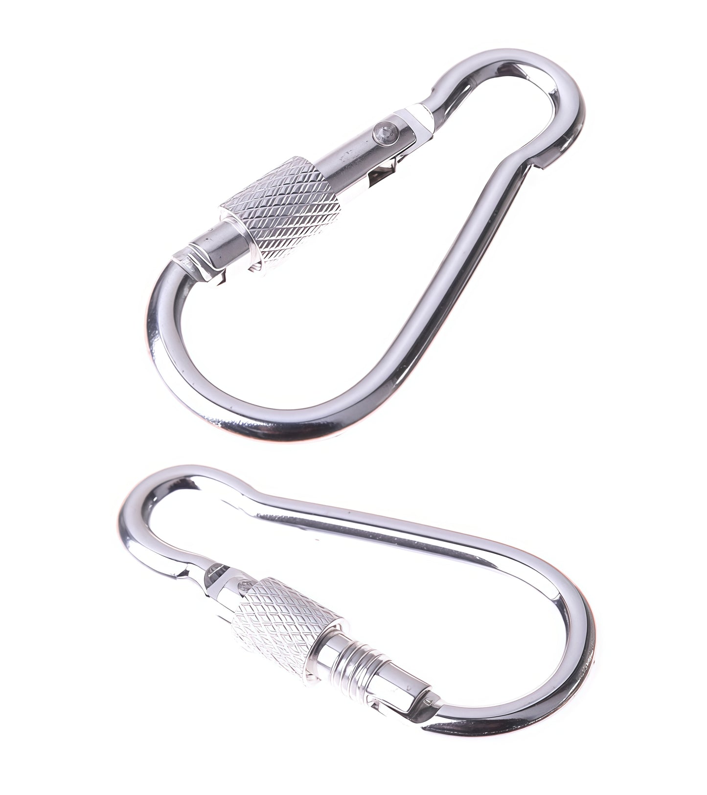 Carabiner spring snap link with screw lock in polished      AISI 304 SURGICAL STEEL