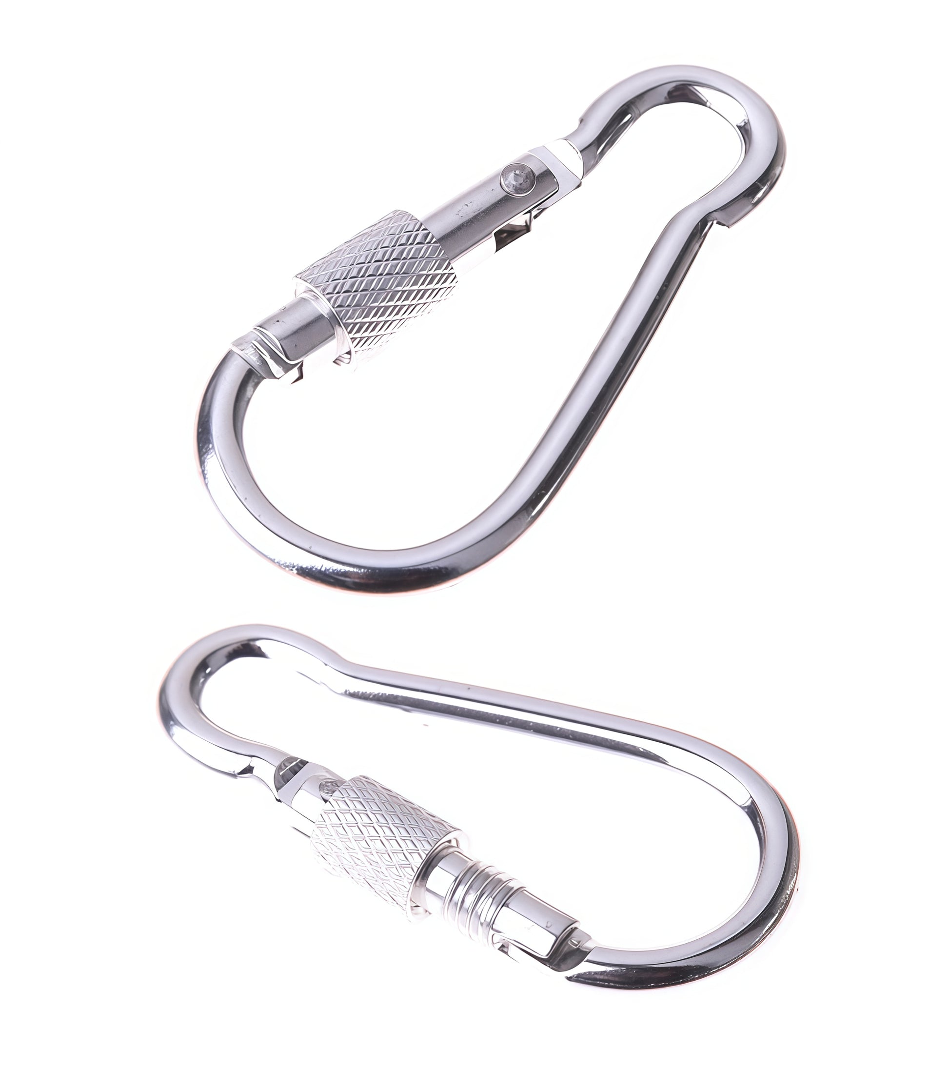 Carabiner spring snap link with screw lock in polished      AISI 304 SURGICAL STEEL
