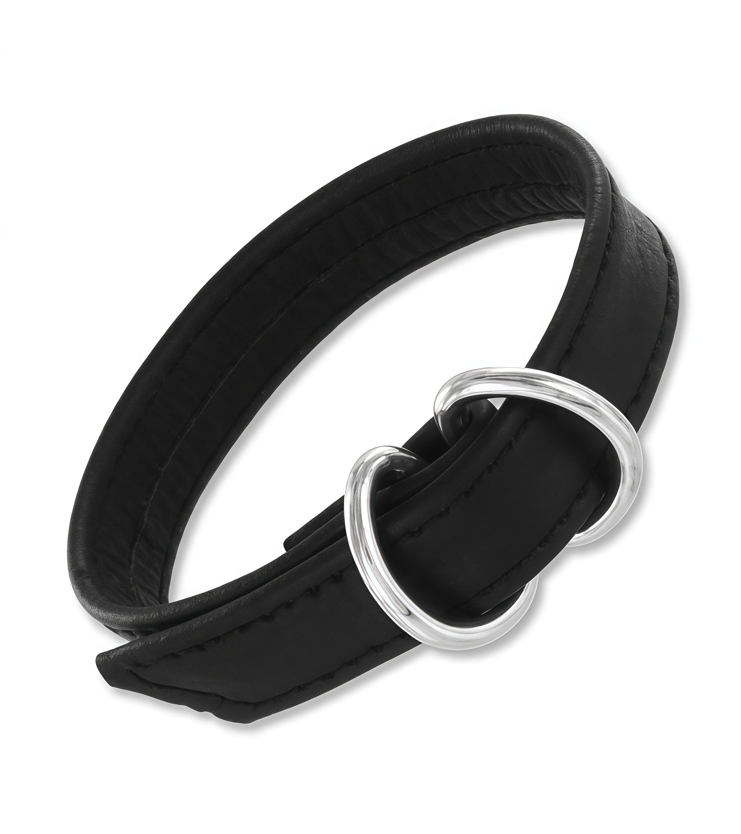 Cock & Ball Ring D Strap in black leather with D-ring connector