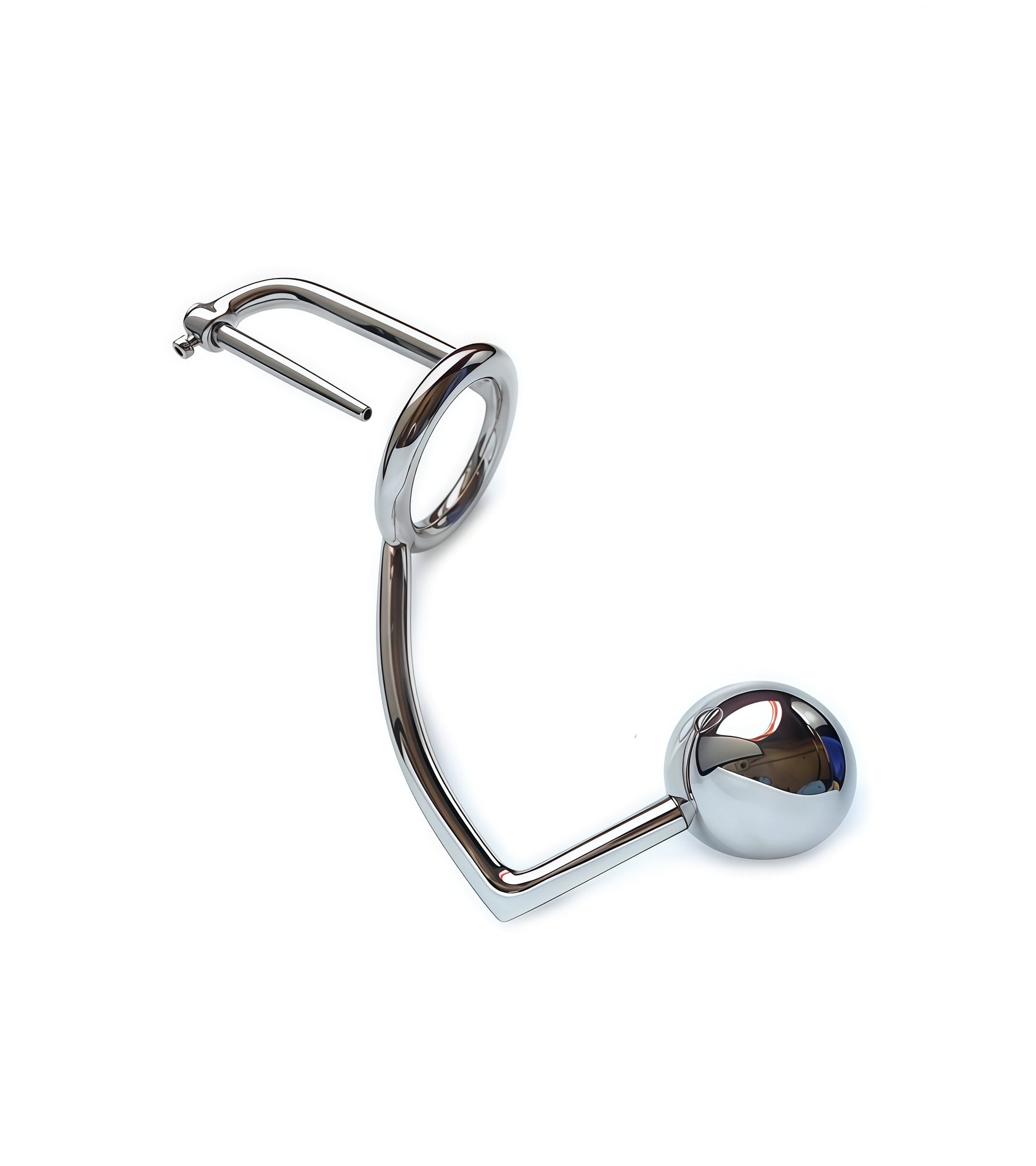 Cockring with Anal Ball and Penis Plug in polished steel by Perfectra