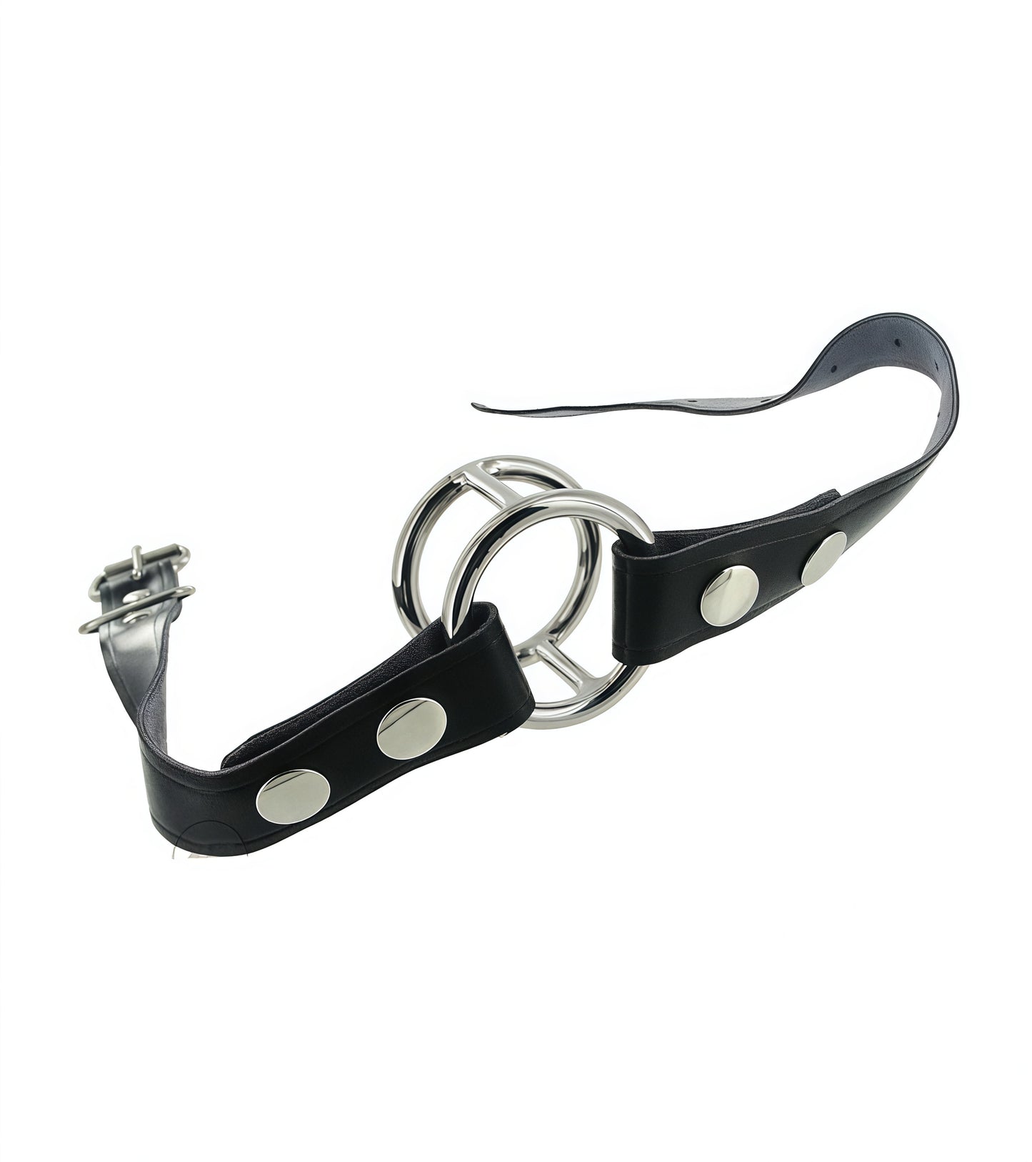 Deep Throat Gag with double      AISI 304 SURGICAL STEEL rings and leather strap