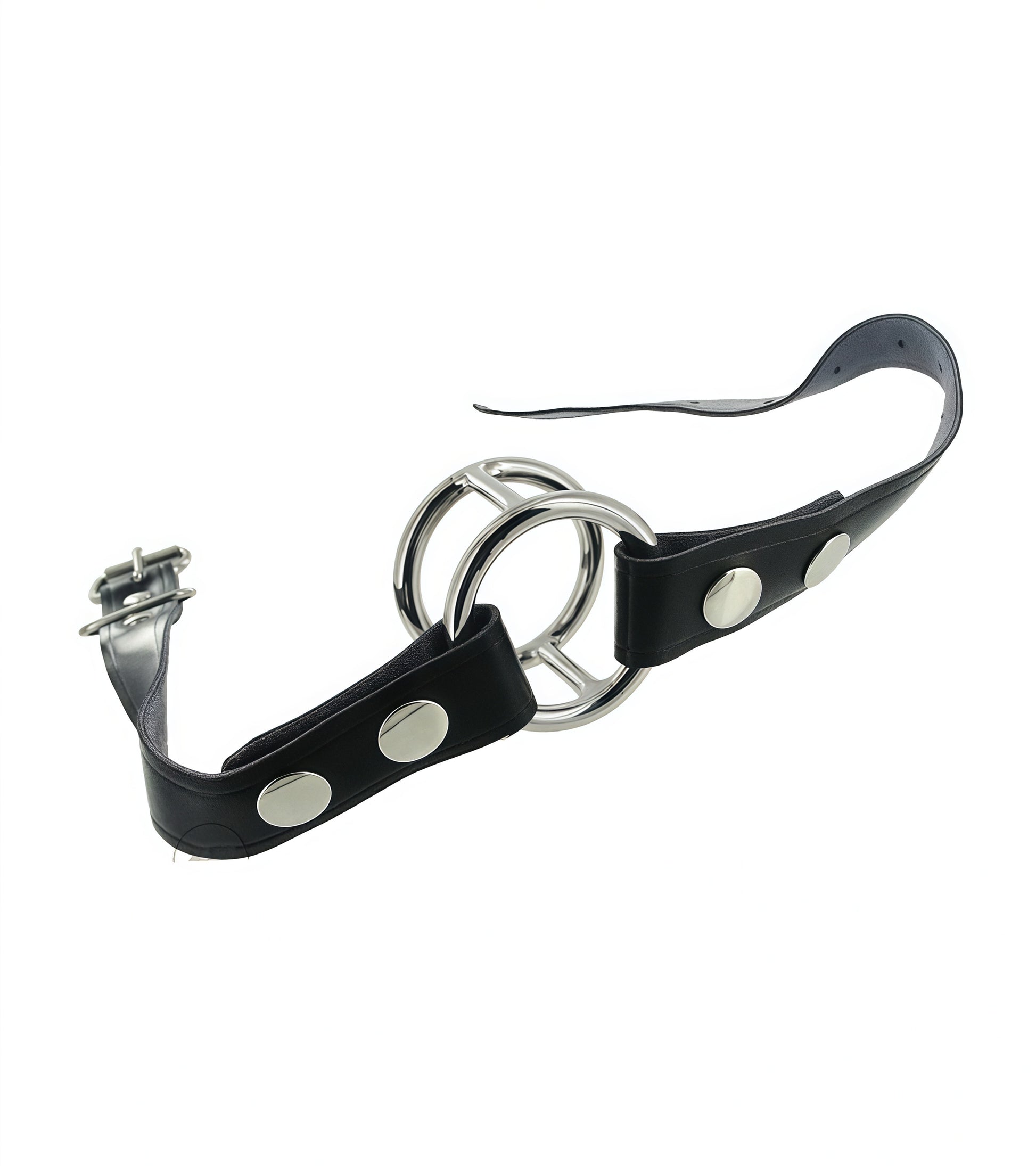 Deep Throat Gag with double      AISI 304 SURGICAL STEEL rings and leather strap