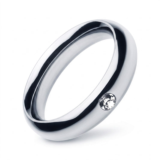 The Donut Cockring with jewel offers a premium and stylish approach to intimate wear. Crafted from polished AISI 304 SURGICAL STEEL, this elegant silver cock and glans ring combines durability with a smooth finish for comfortable extended wear.

