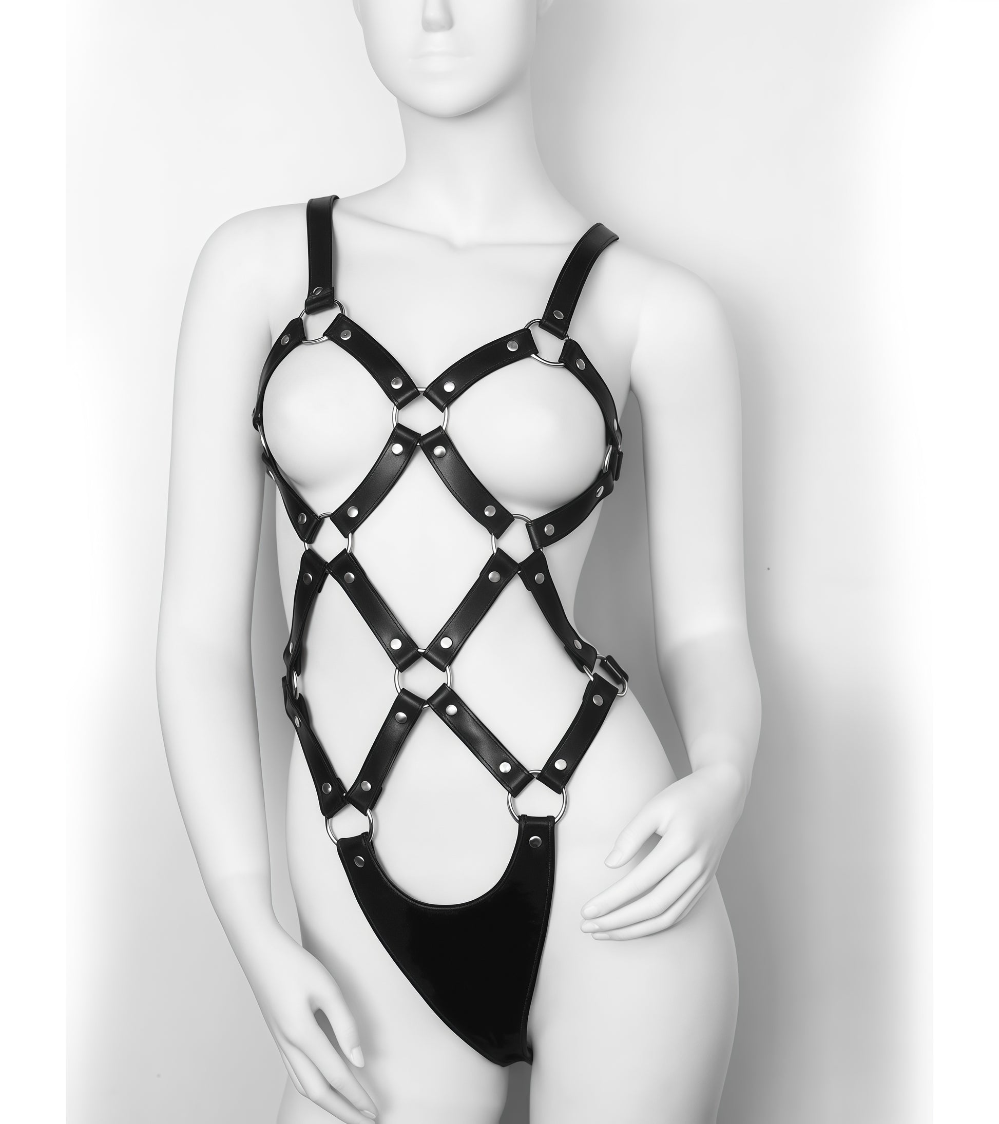 Fancy Women’s Body Harness by Perfectra Distribution in black vegan leather