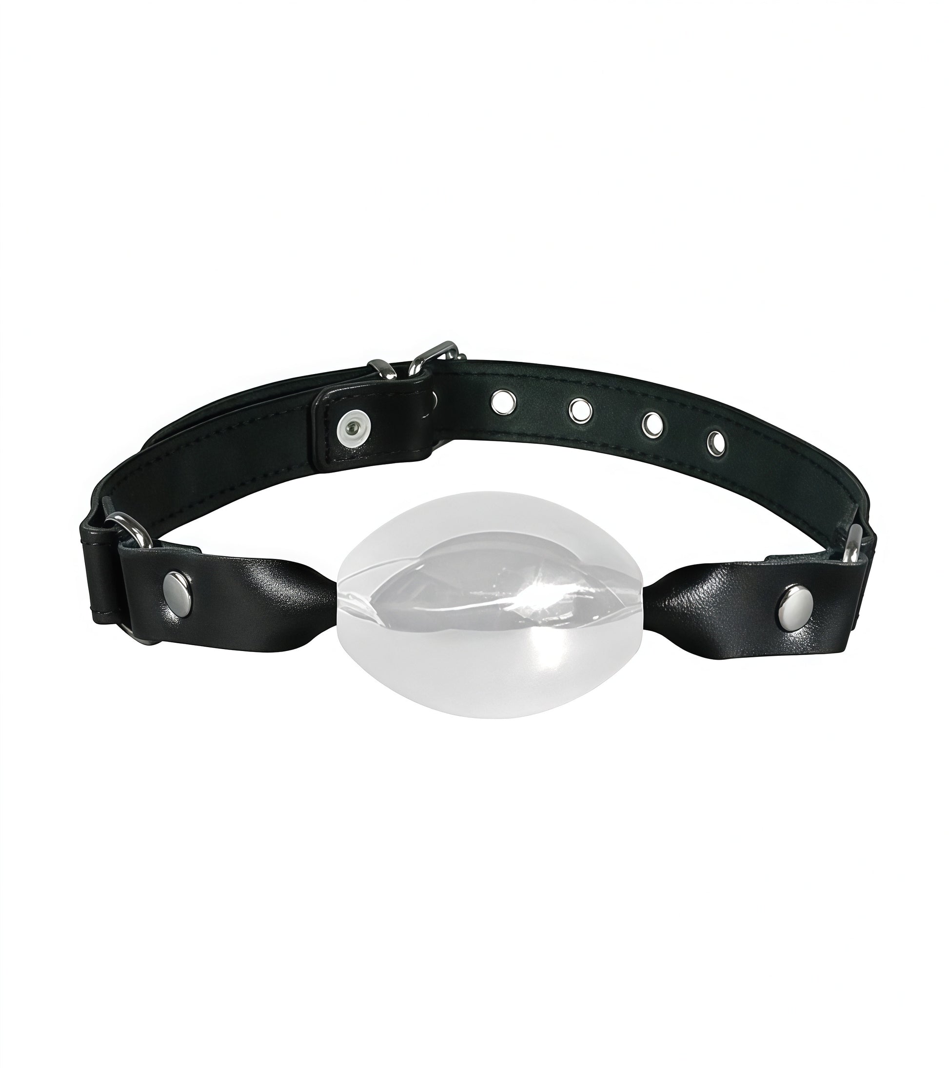 Gag with Steel Egg featuring solid metallic steel mouthpiece and adjustable straps