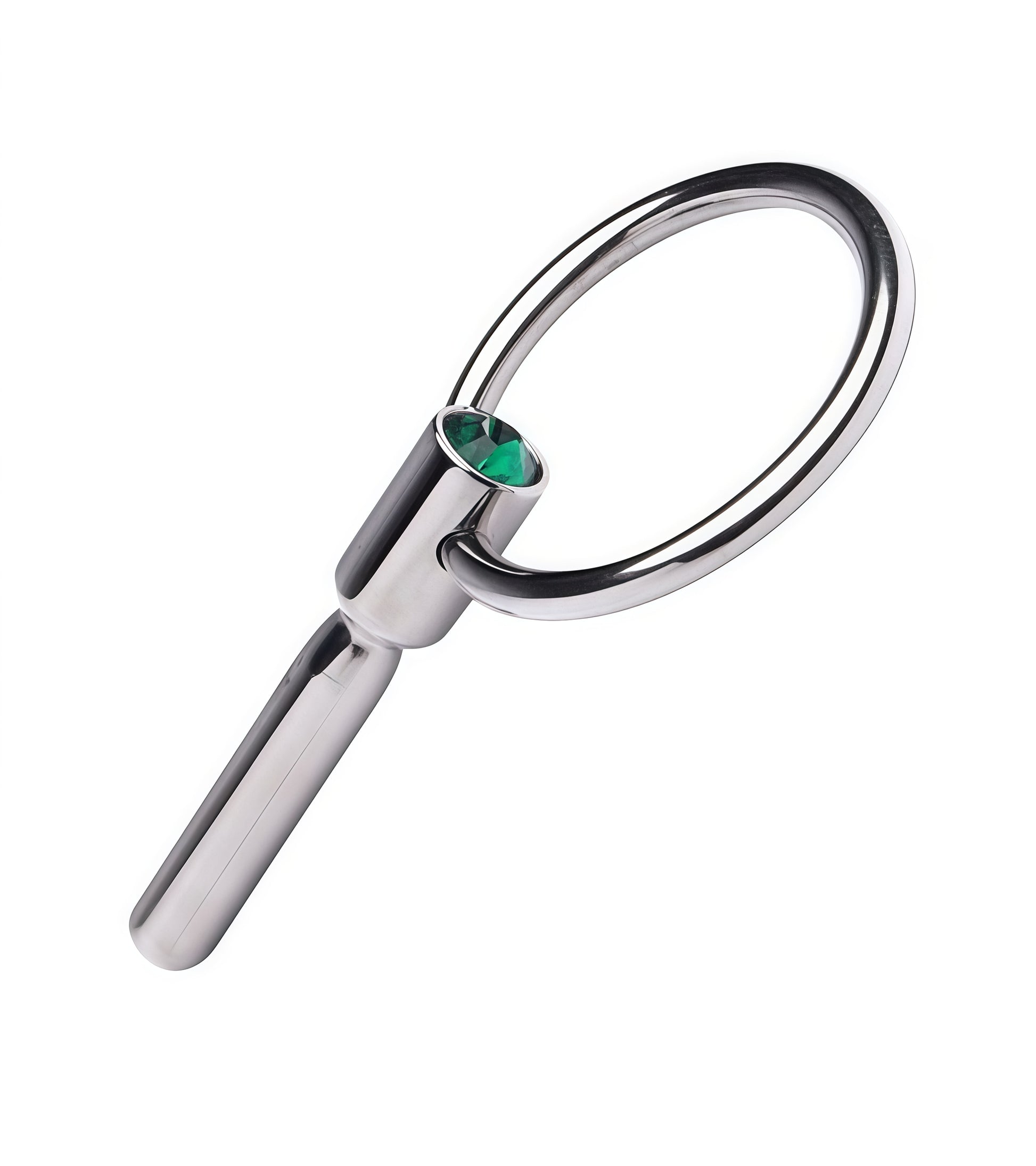 Gemstone Penis Plug with Ring – Elegant urethral toy with silver body and gemstone detail