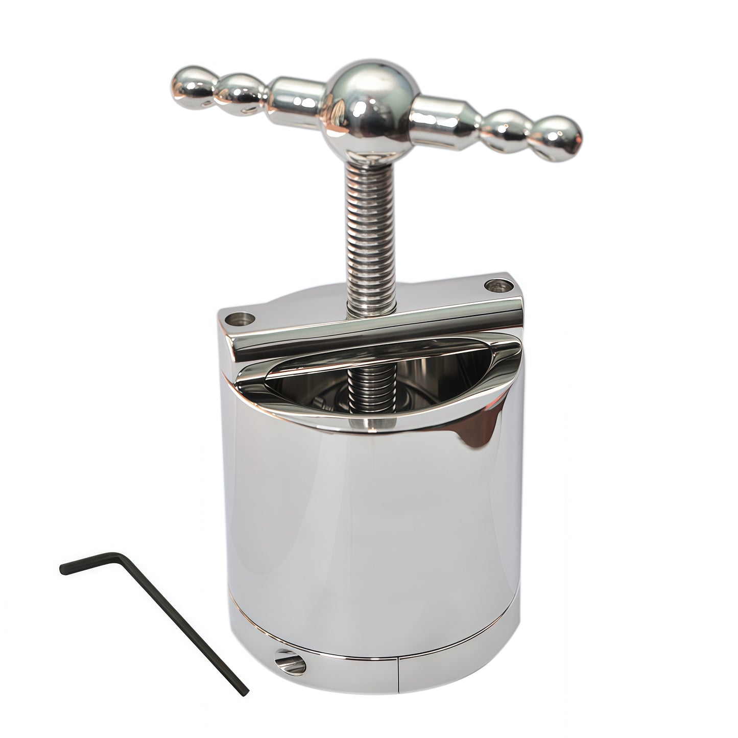 German Ball Flask & Crusher premium CBT device by Perfectra Distribution in polished silver finish