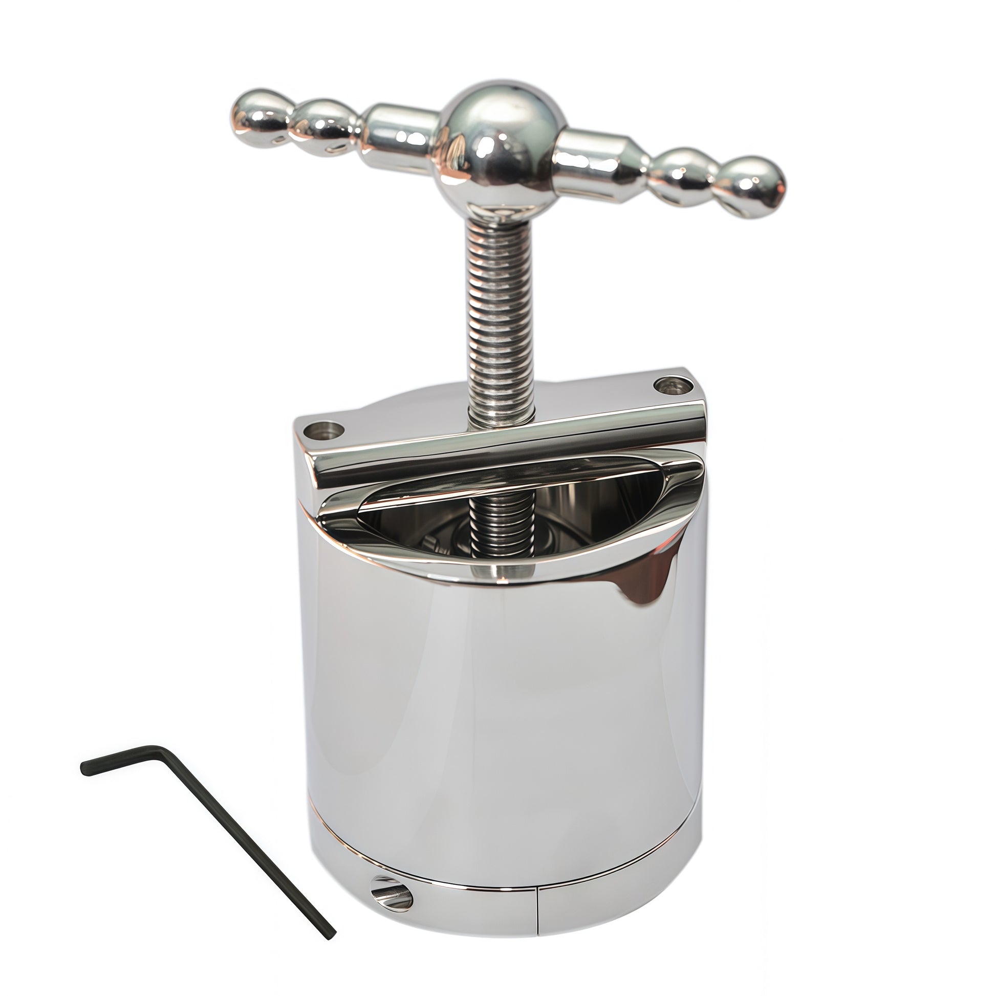 German Ball Flask & Crusher premium CBT device by Perfectra Distribution in polished silver finish
