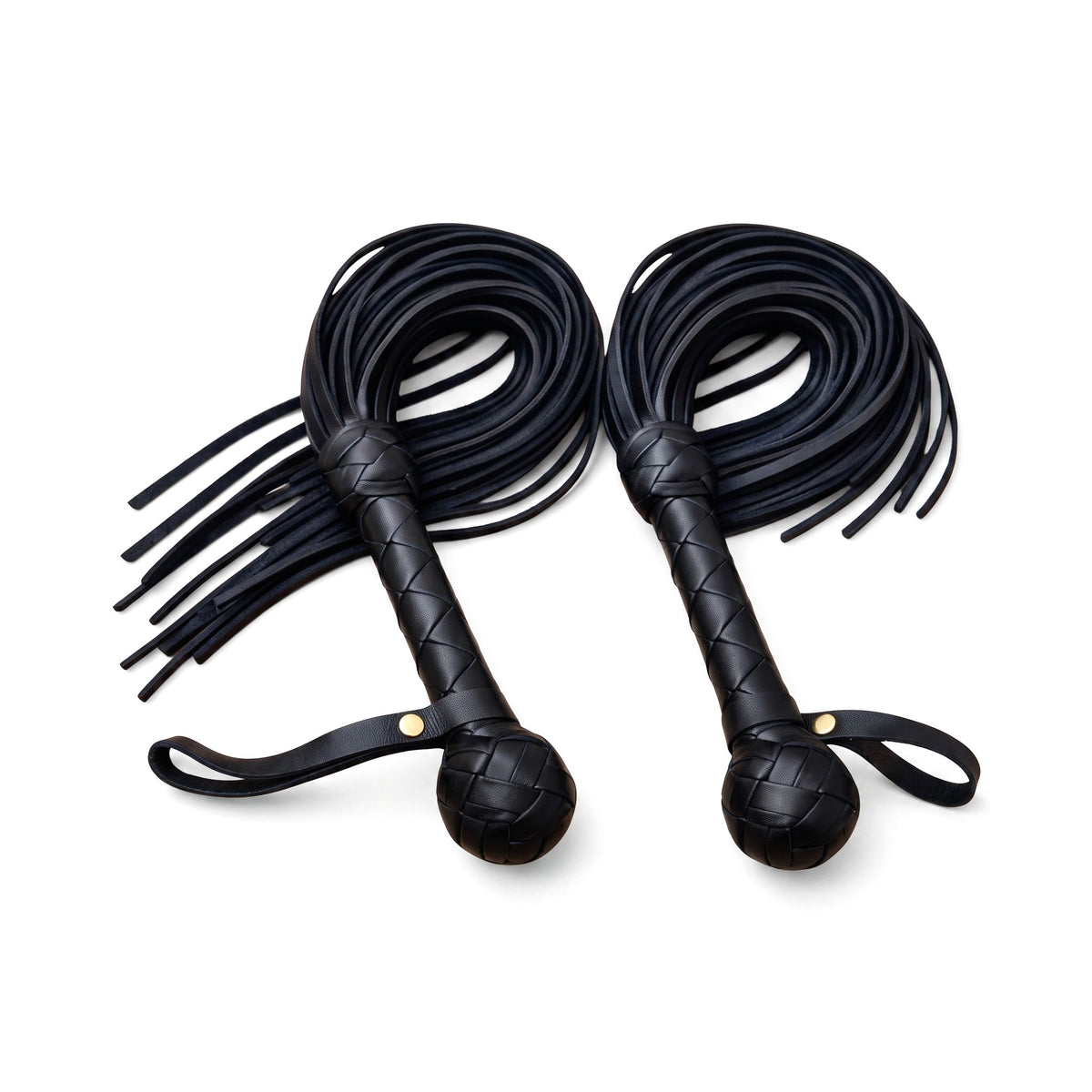 Handmade Black Leather Flogger with 31 tails, designed for controlled BDSM impact play, discipline, domination, and sensory stimulation.