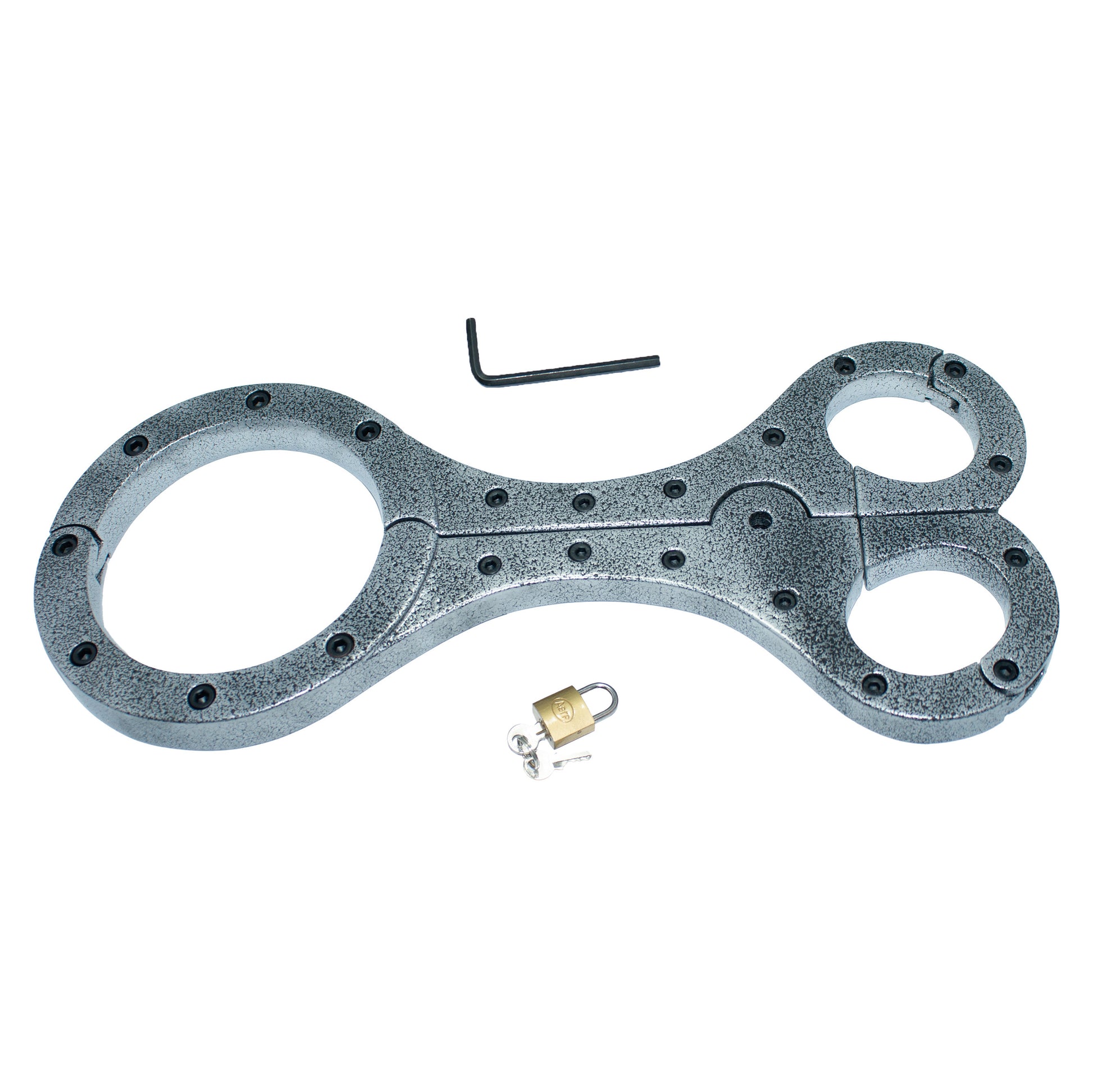 Heavy-Duty Aluminum BDSM Handcuffs with Textured Silver Finish