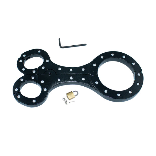 Heavy-Duty Aluminum Handcuff + Collar Combo (Black) — Premium Bondage Restraint by Perfectra Distribution