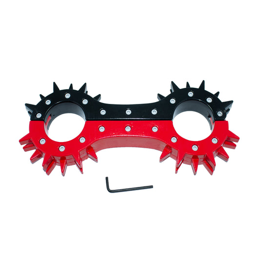 Heavyweight Spiked Aluminum Handcuffs (Red & Black) — Premium Bondage Restraints by Perfectra Distribution