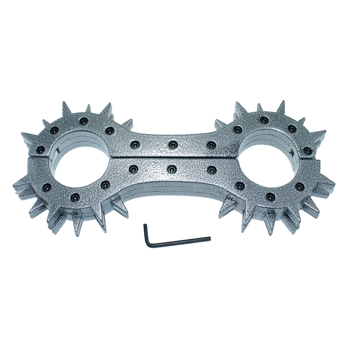 Heavyweight Spiked Aluminum Handcuffs (Textured Silver) — Bondage Restraints
