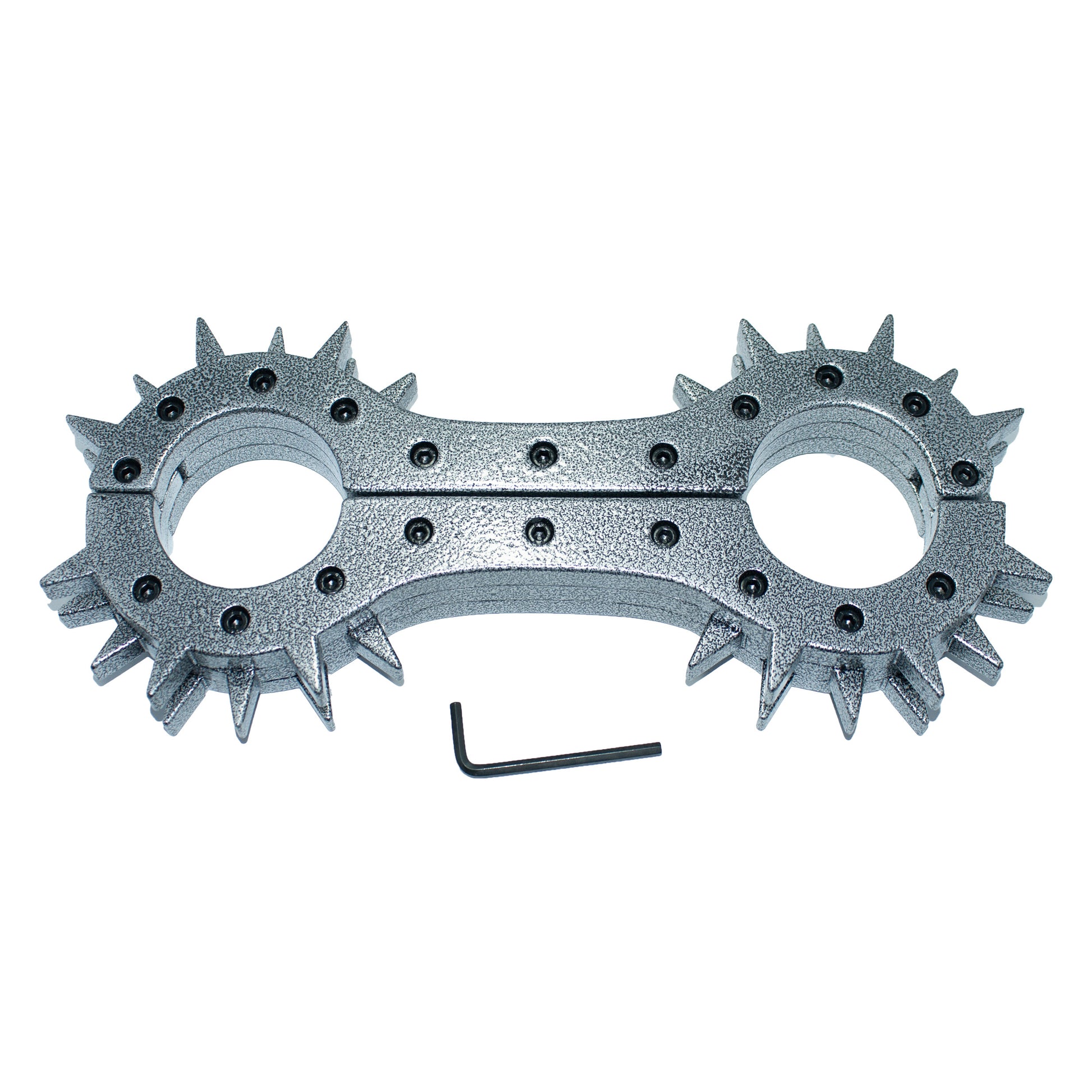 Heavyweight Spiked Aluminum Handcuffs Textured Silver by Perfectra Distribution