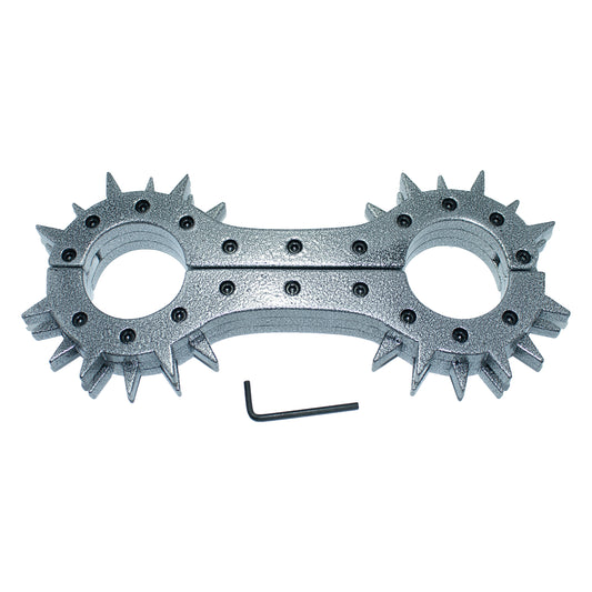 Heavyweight Spiked Aluminum Handcuffs (Textured Silver) — Premium Bondage Restraints by Perfectra Distribution