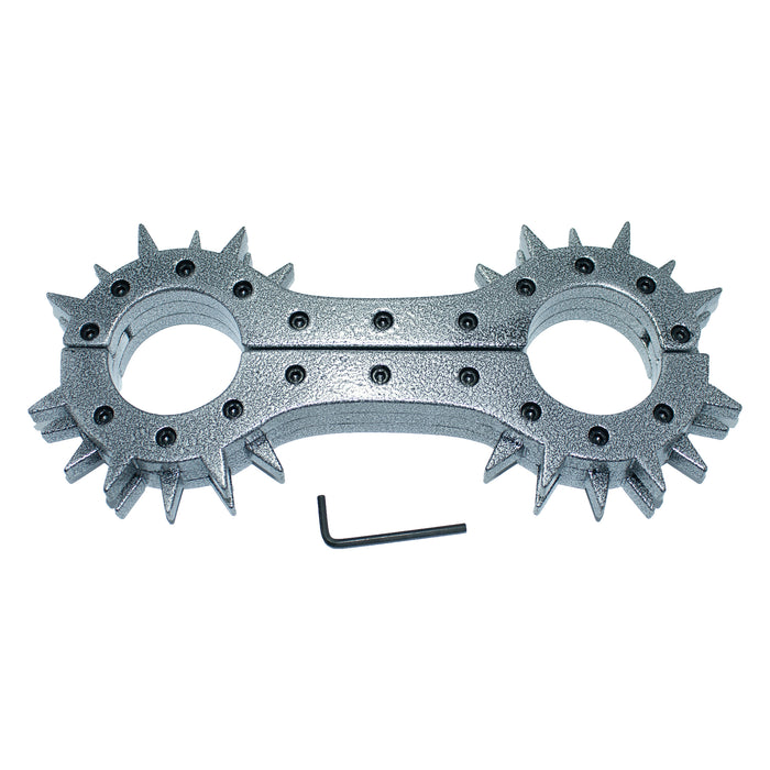 Heavyweight Spiked Aluminum Handcuffs (Textured Silver) — Bondage Restraints