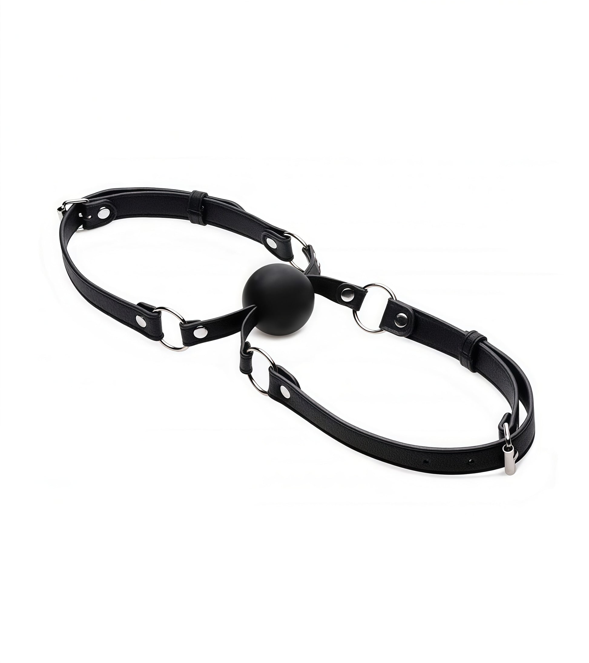 Kiss Me Ball Gag – Red silicone mouth gag with adjustable straps and KISS ME lettering
