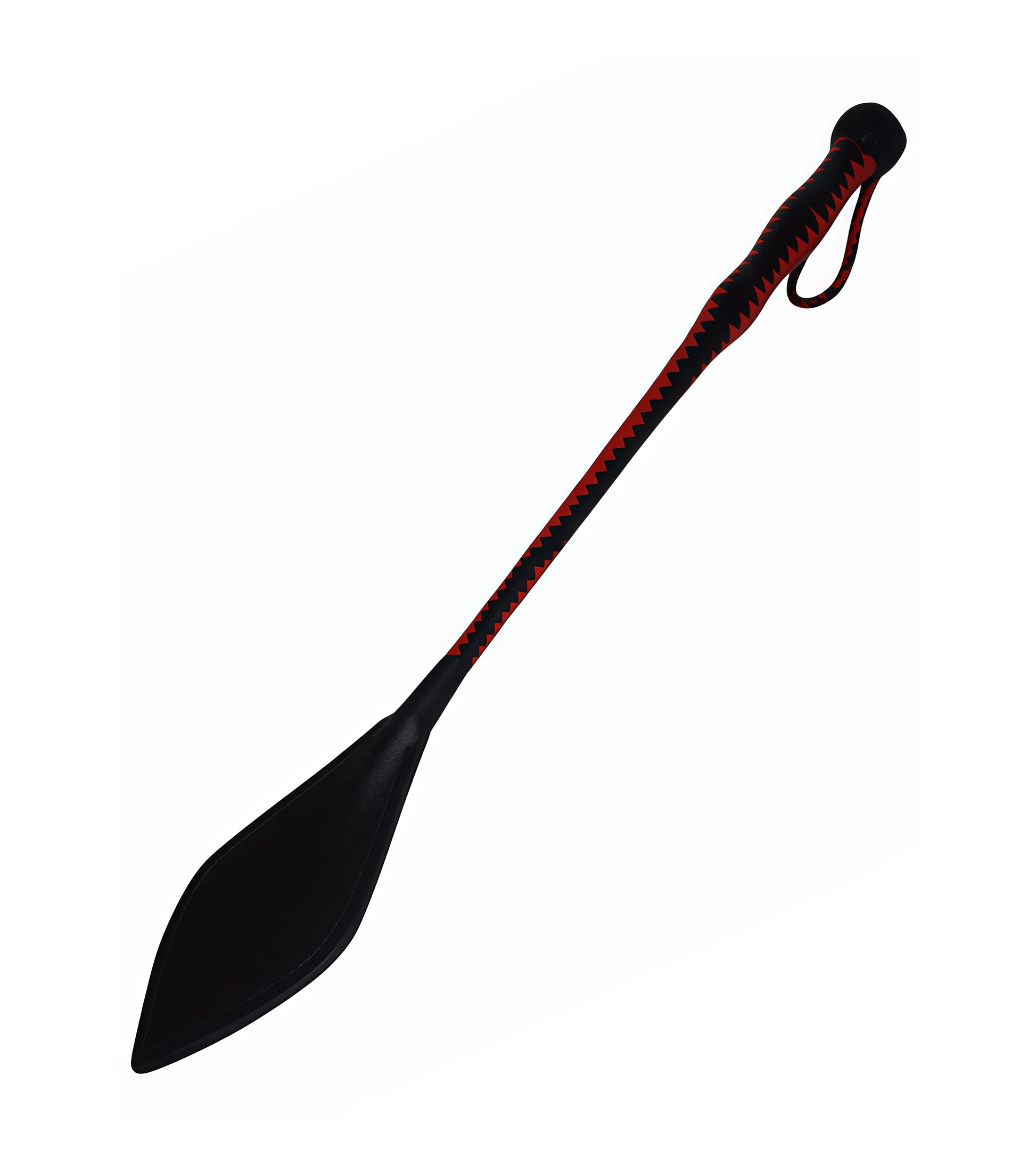 Leather Black and Red Riding Crop with ergonomic handle