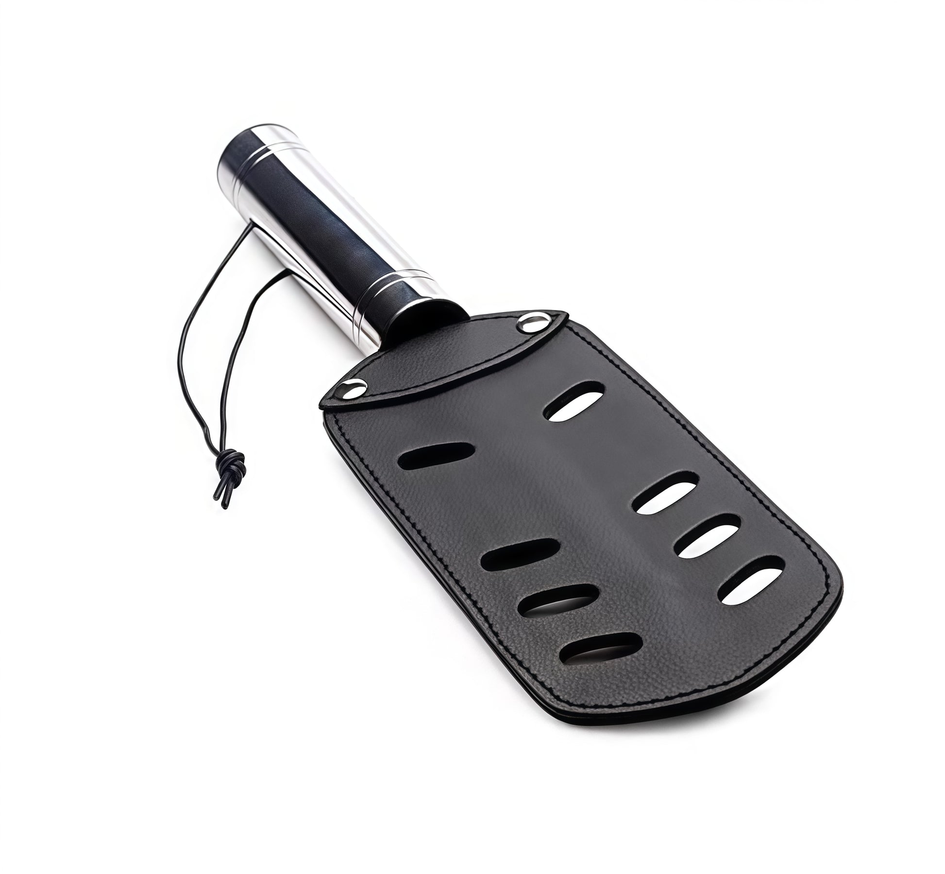 Leather Paddle with Slots featuring slotted design and leather handle
