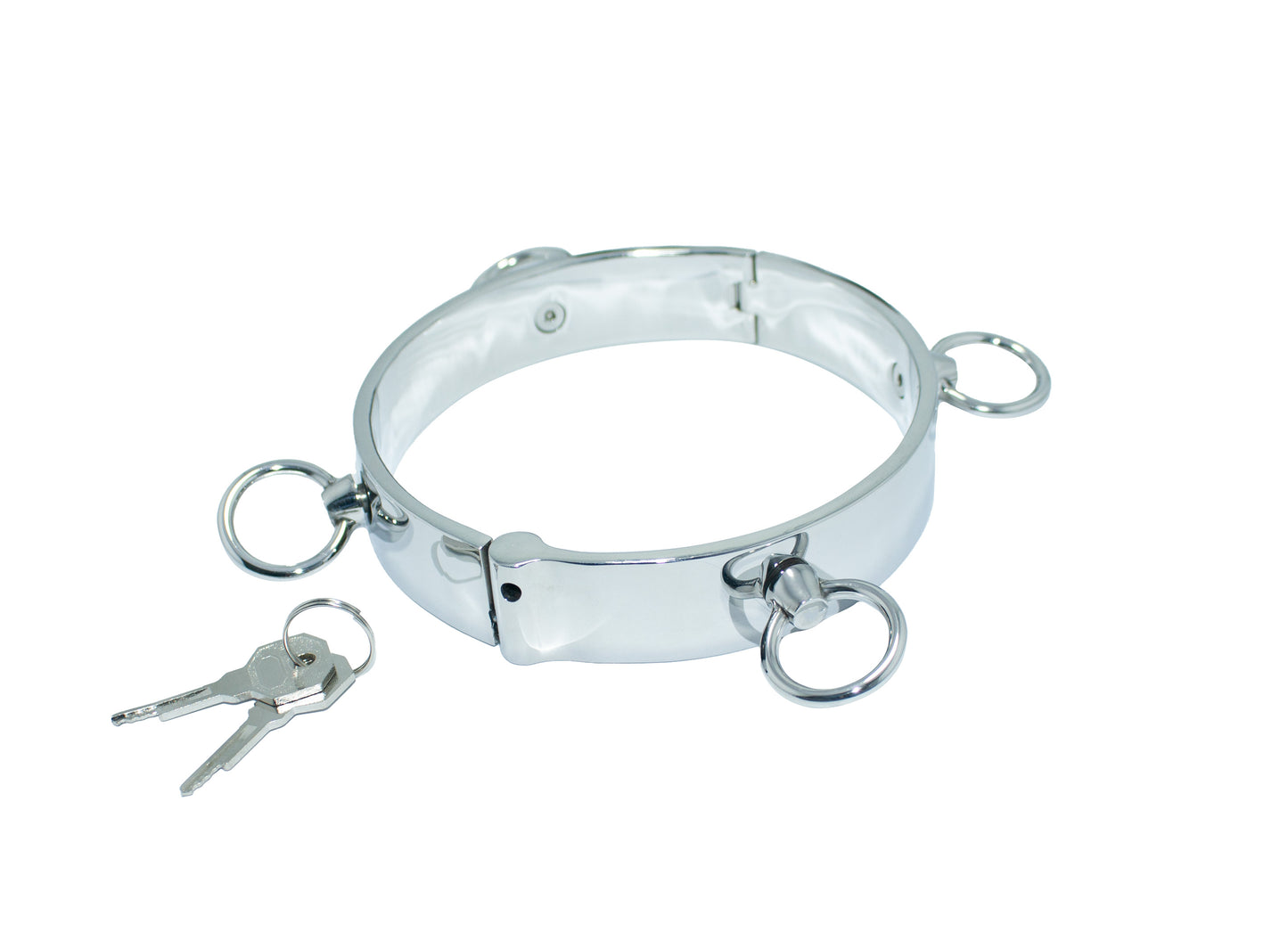 Lockable Stainless Steel Collar with 4 Sturdy Rings — Premium BDSM Gear by Perfectra Distribution