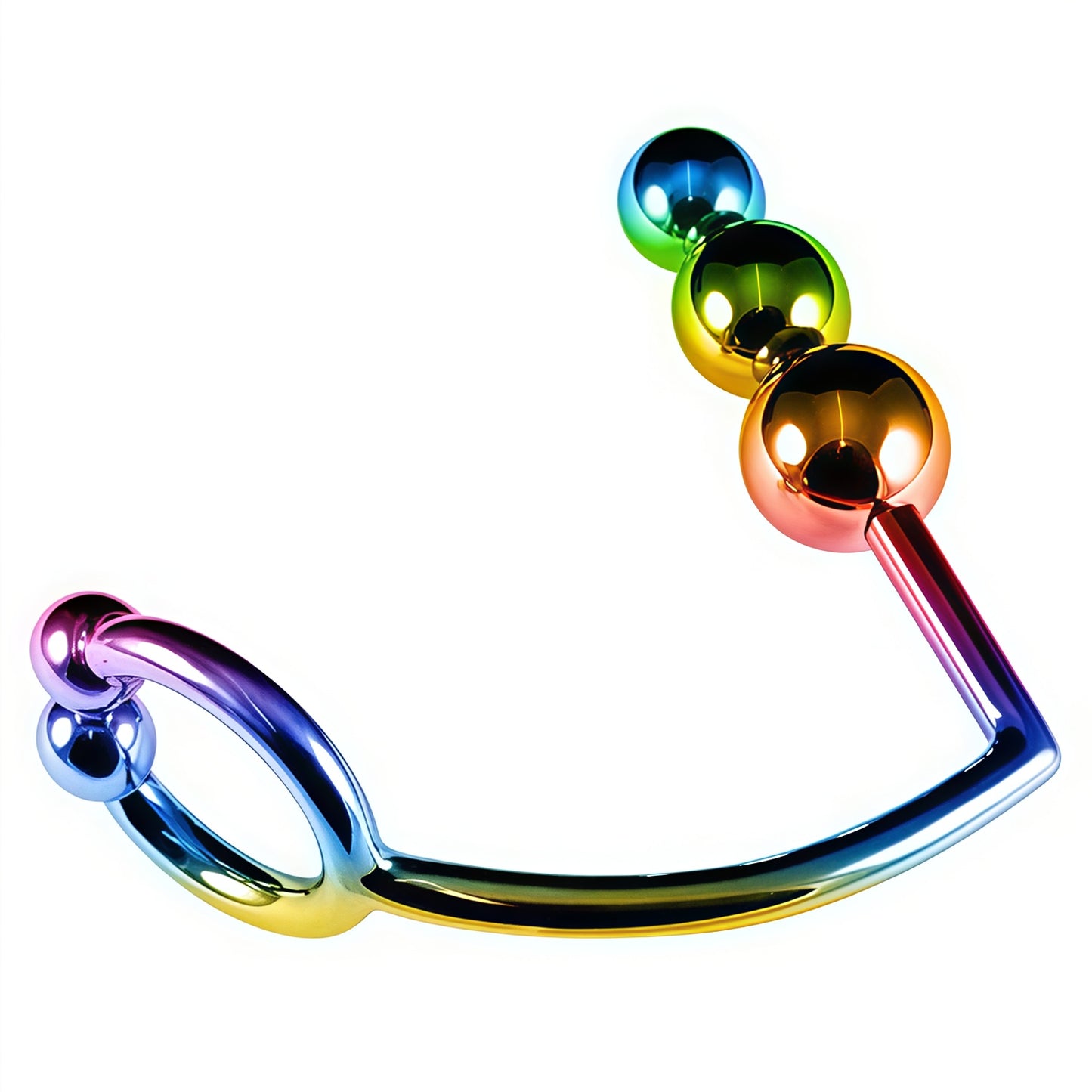 Multicolor Cockring with 3 Anal Balls made of      AISI 304 SURGICAL STEEL