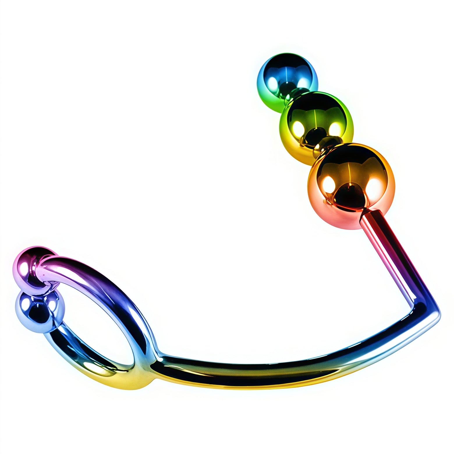 Multicolor Cockring with 3 Anal Balls made of      AISI 304 SURGICAL STEEL