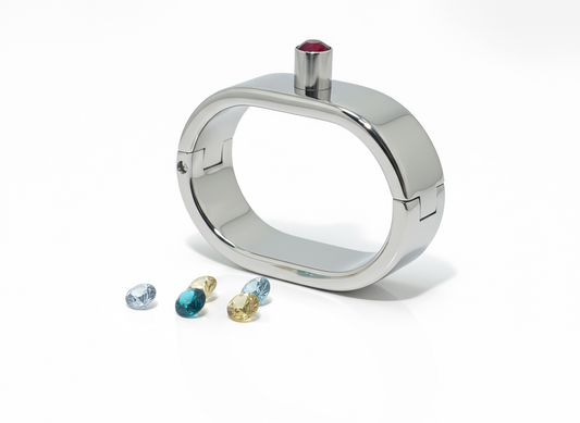 Oval Handcuffs with Jewel on Mount — Premium BDSM Accessory by Perfectra Distribution