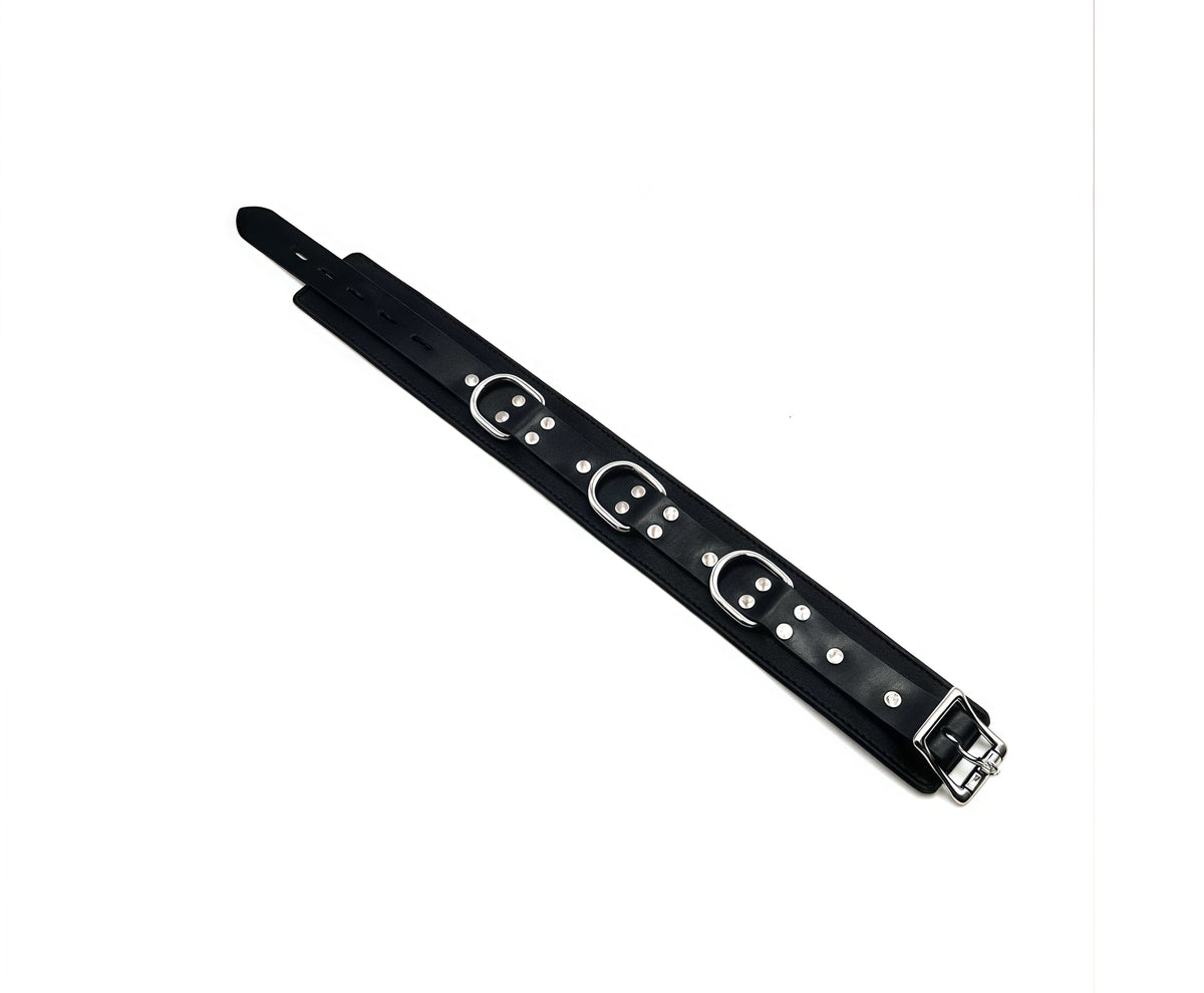 Padded Leather Collar with Sturdy Rings | Bondage Restraint