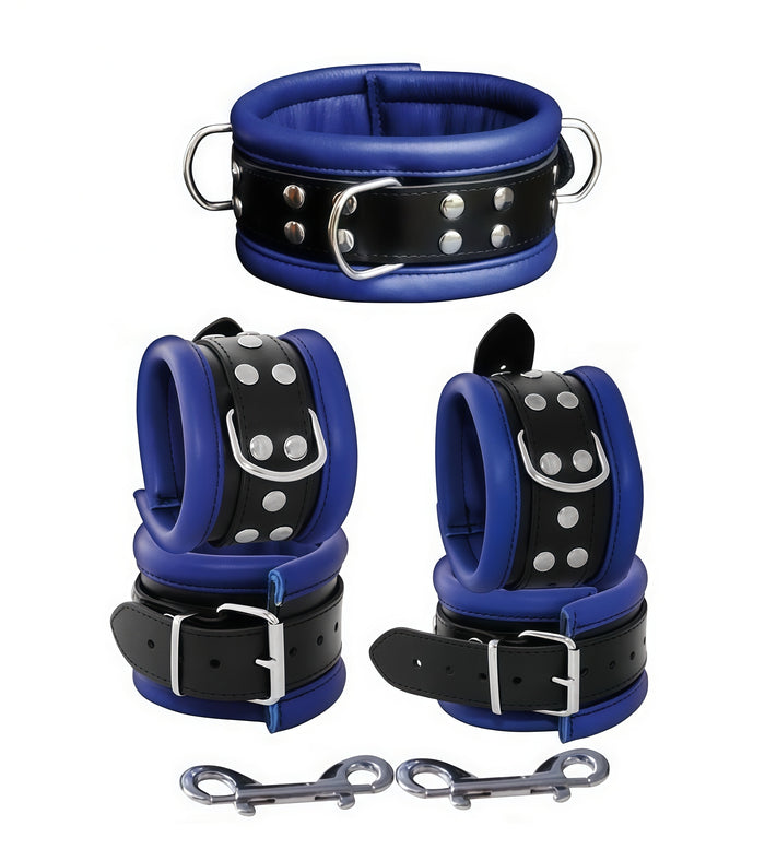 Perfectra Supreme Leather Bondage Set – Purple (Collar & Cuffs)