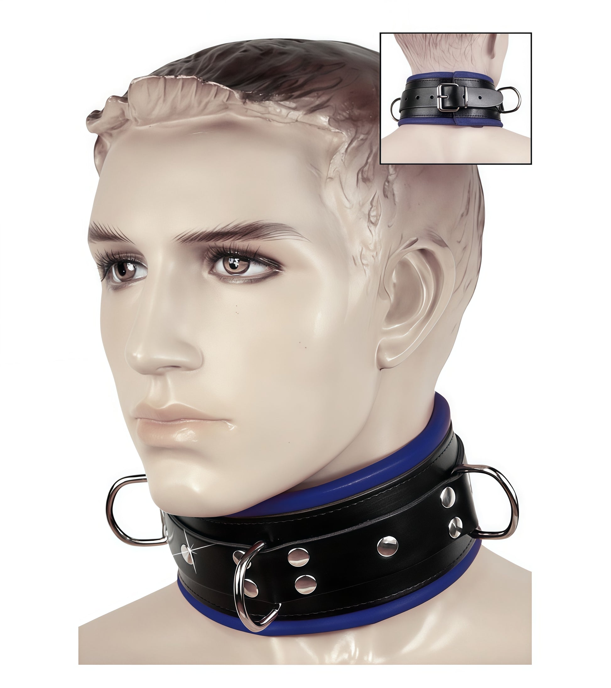 Premium padded leather neck collar in purple with buckle closure
