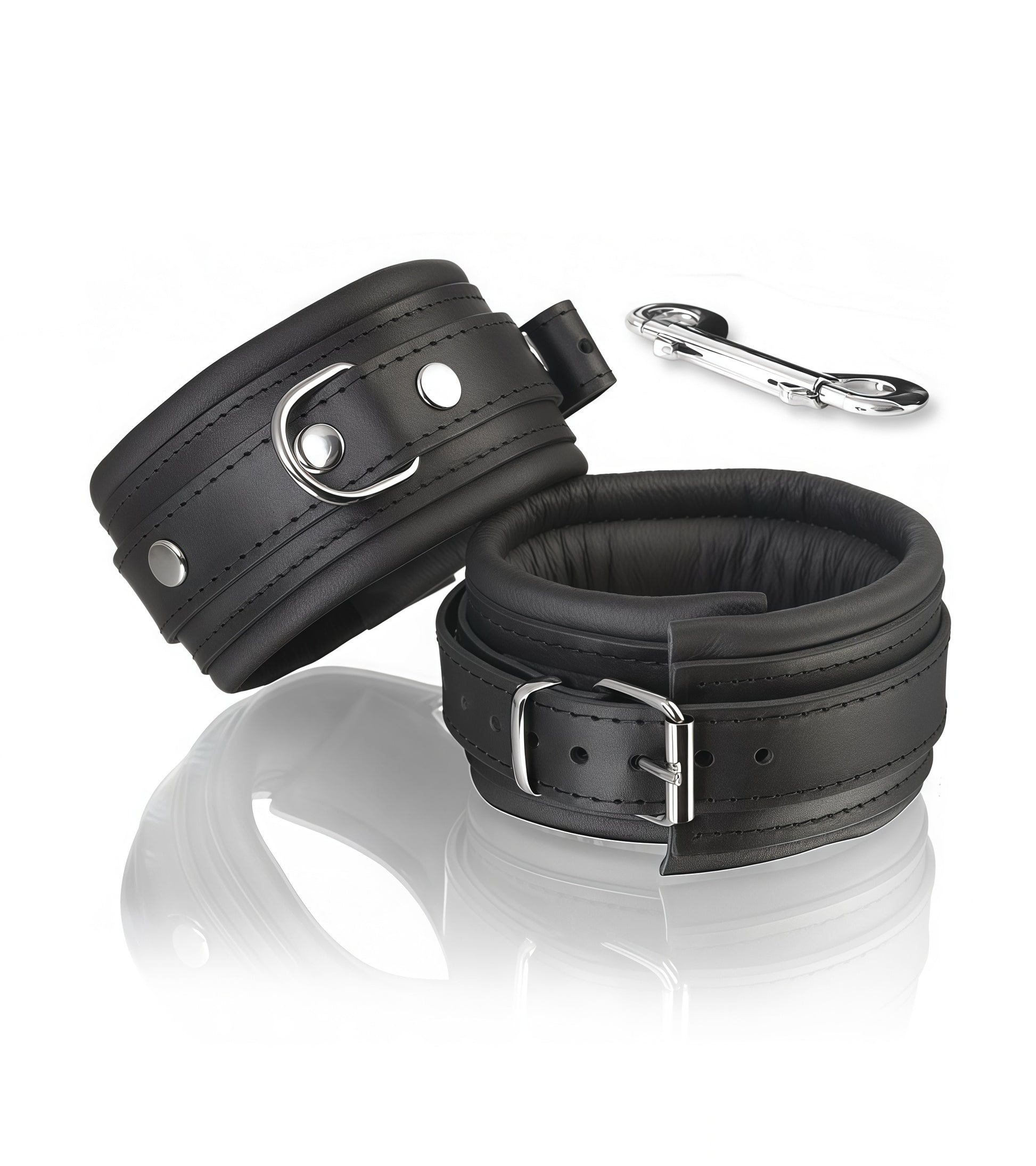 Premium Padded Black Leather Wrist and Ankle Cuffs by Perfectra Instruments