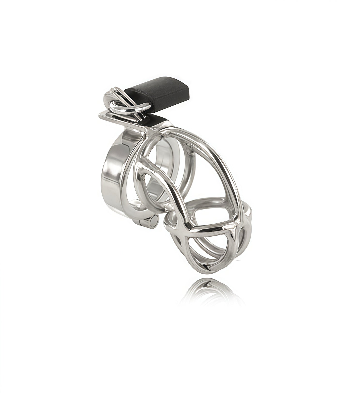 San Quentin Chastity Cage made of polished     AISI 304 SURGICAL STEEL with locking mechanism