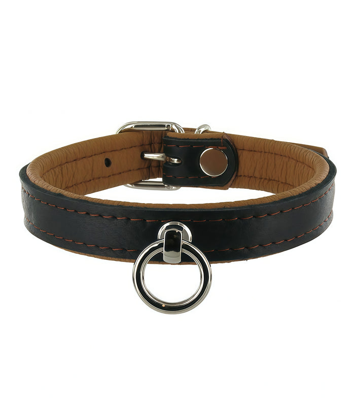 Slim Line Leather Neck Collar – Brown | Sleek & Comfortable Bondage Restraint