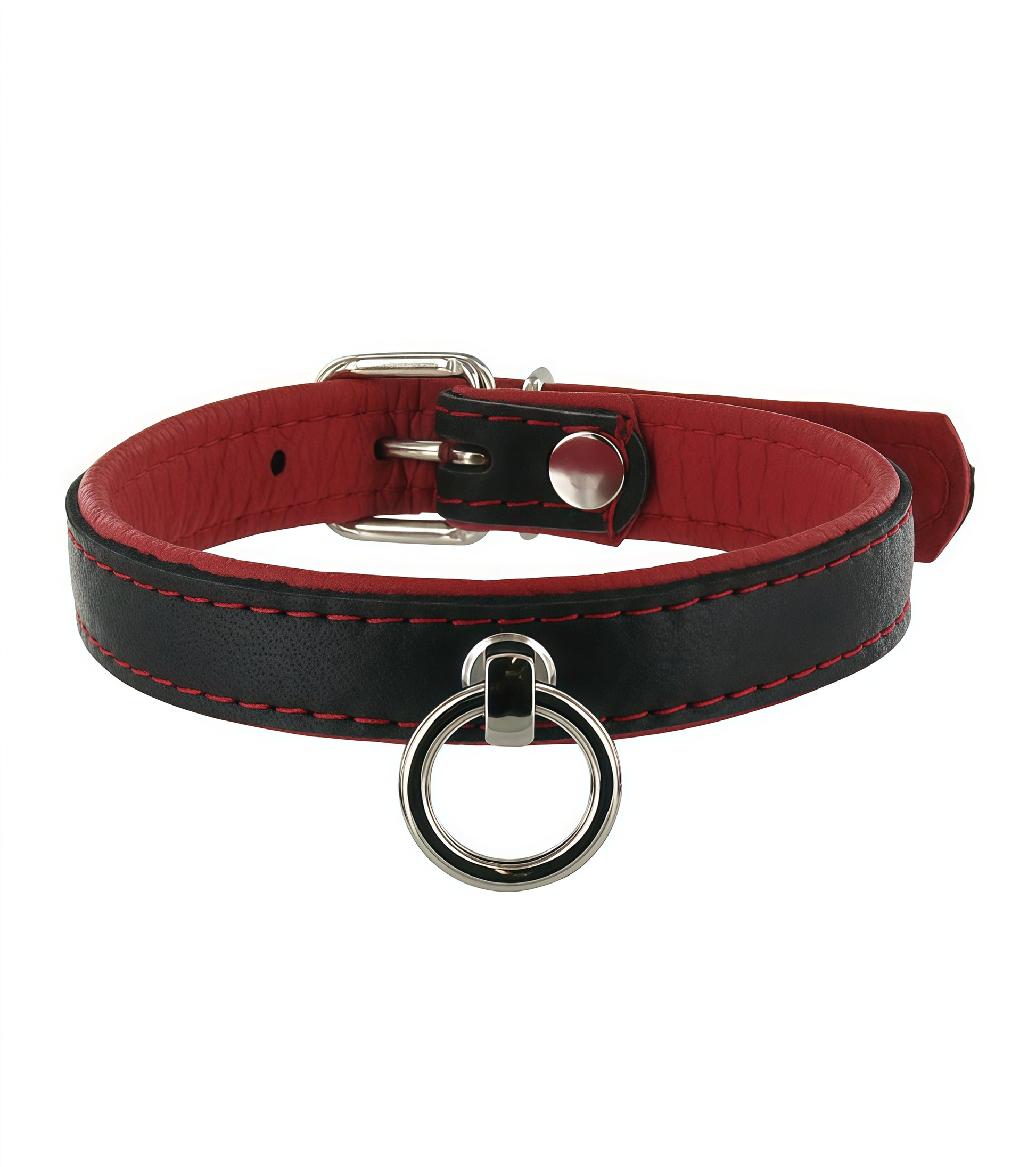 Slim Line Leather Neck Collar in Red