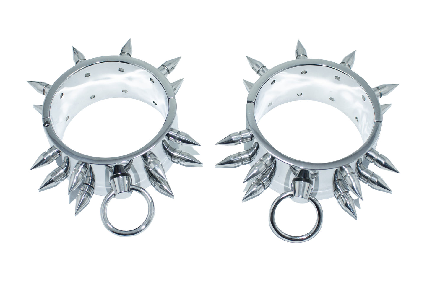 Spiked Ankle Cuff 40mm Height — Stainless Steel Restraint with Mounts, Chain & Allen Key